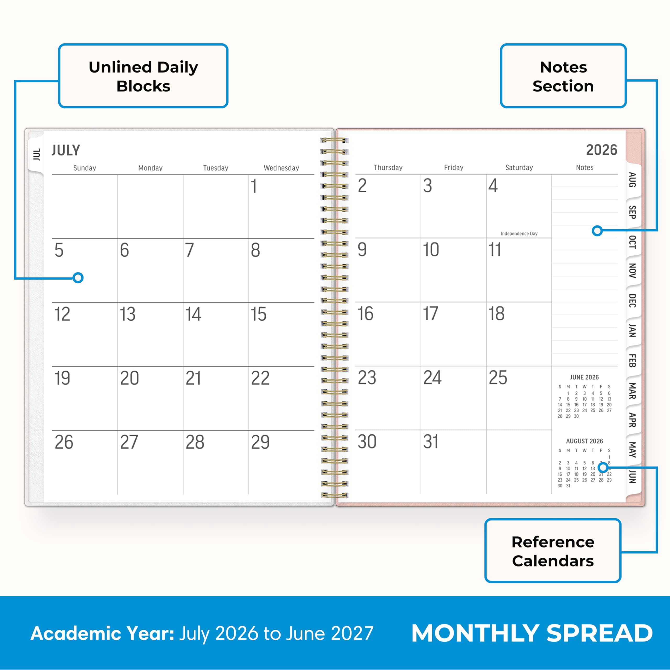 Blue Sky 2026-2027 Academic Planner, Weekly & Monthly Large Print Organizer, Charlotte Design (Blue, 8.5 in x 11 in) qygl3