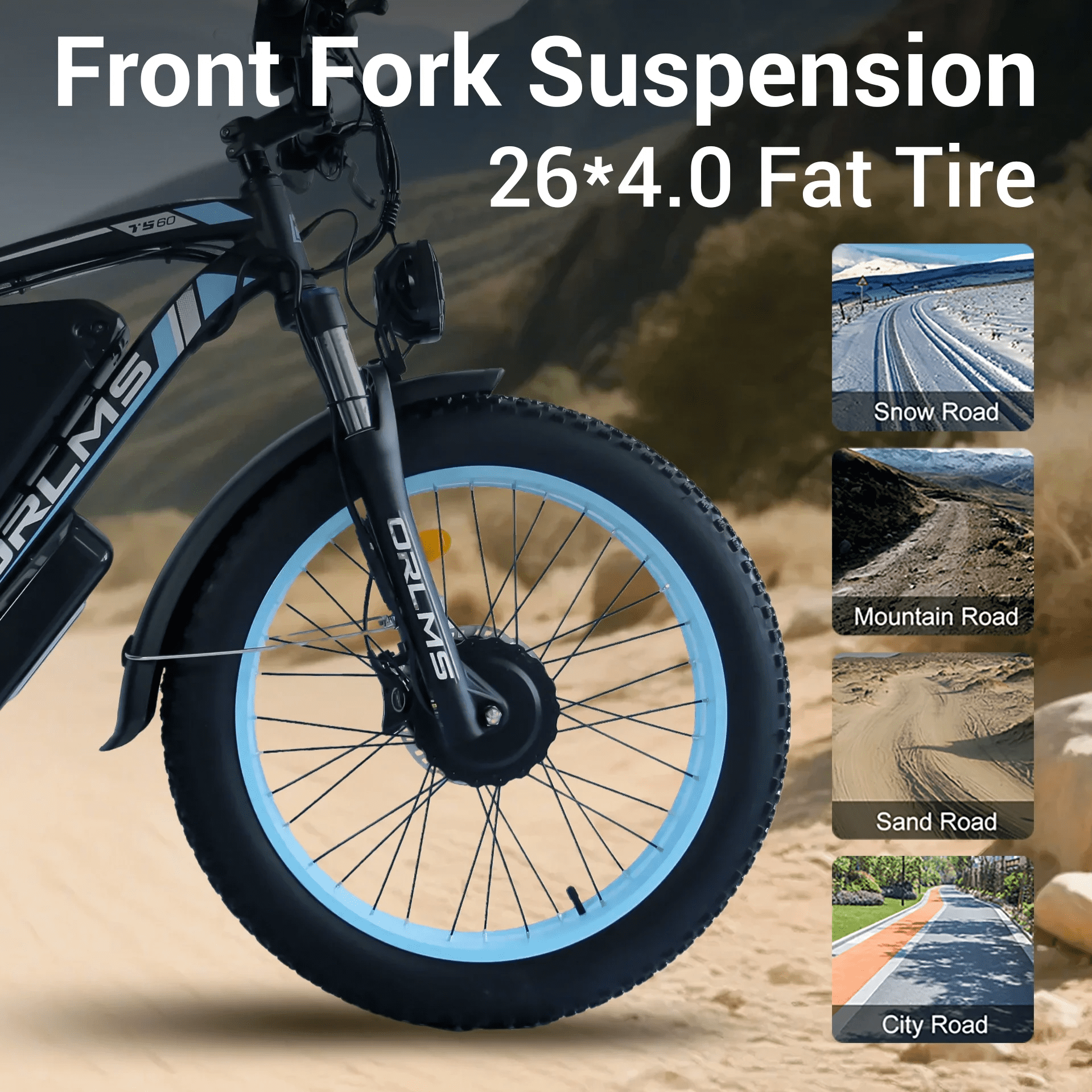 SMLRO Electric Mountain Bike, 6000W Dual Motor AWD E-Bike, 60V 25AH Battery, 26 in x 4.0 Fat Tire, Off-Road Dirt Bike (Black, 26 in) 9r86a