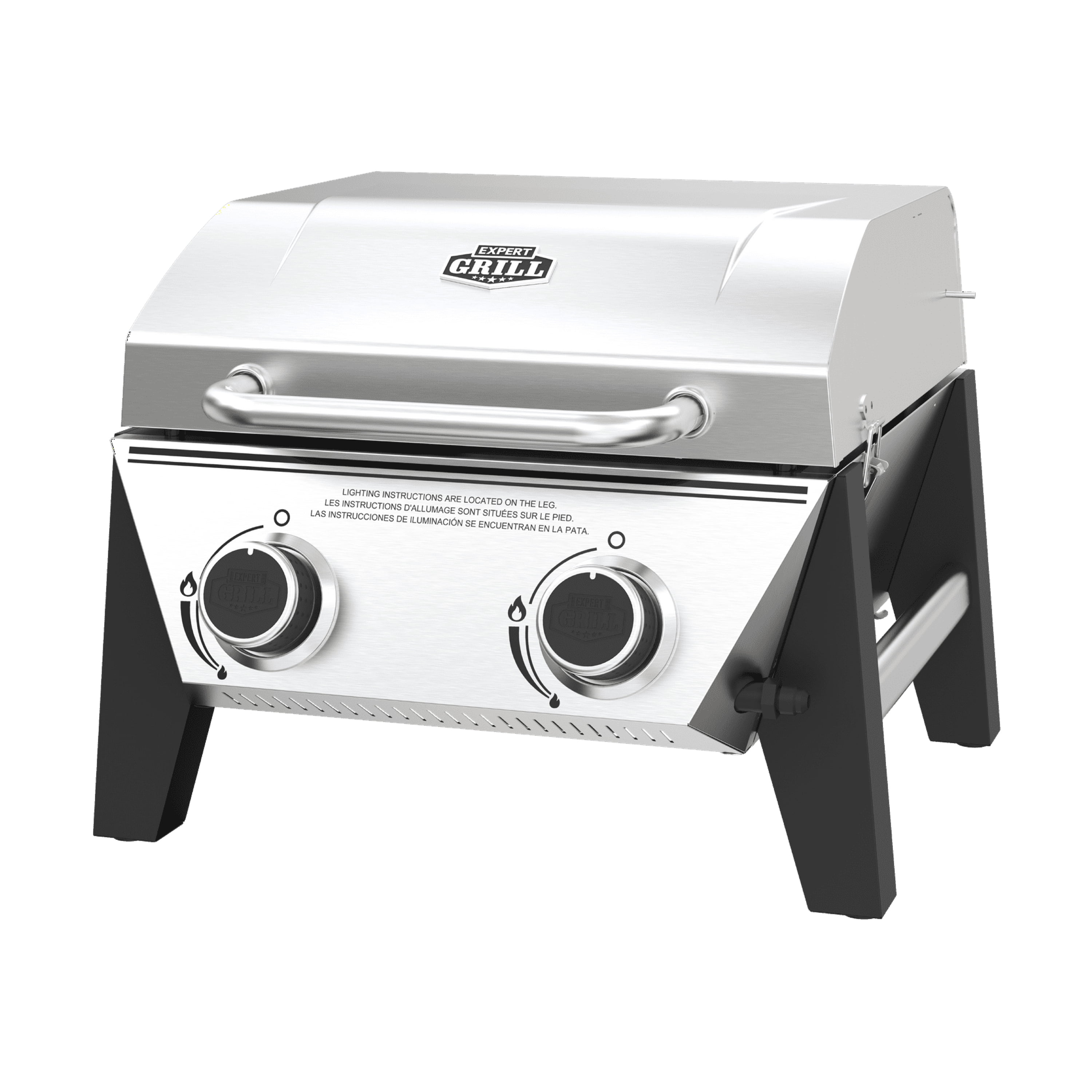 Expert Grill 2-Burner Tabletop Gas Grill, Portable Stainless Steel Outdoor Cooking Station (273 sq in) 4vgeq