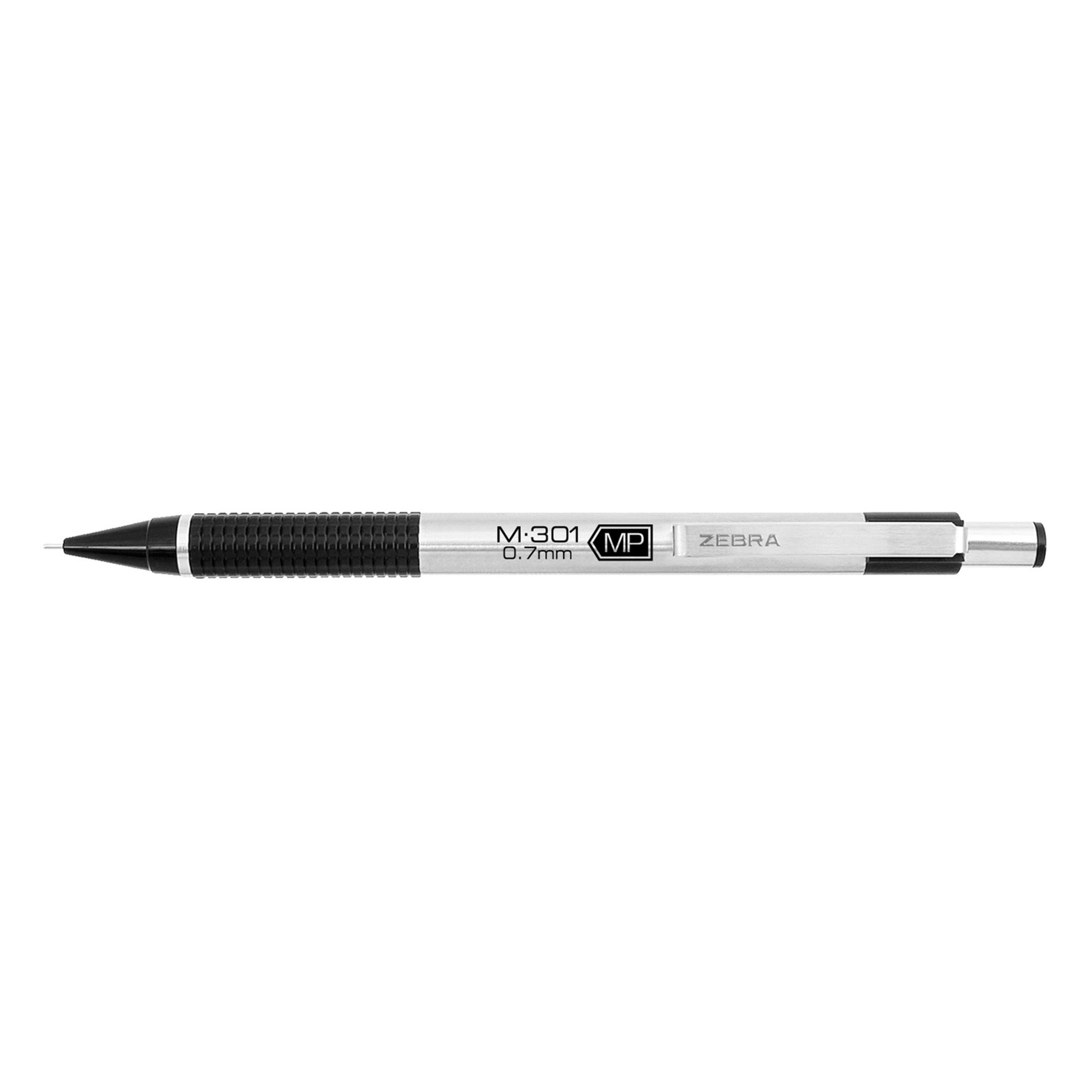 Zebra M-301 Mechanical Pencil, Stainless Steel Barrel, Refillable (Black, 0.7 mm) ydc7t