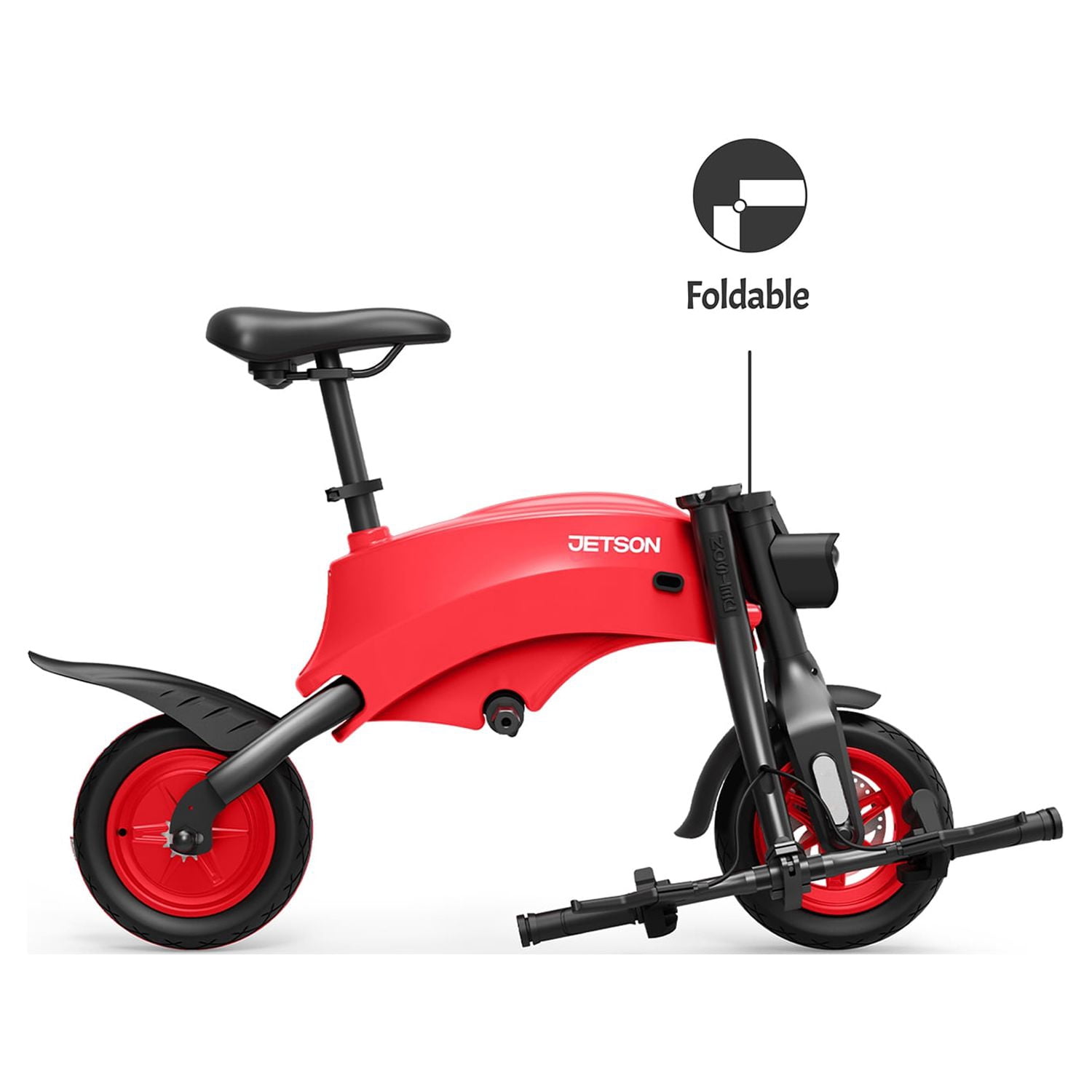 Jetson LX10 Electric Bicycle with 250-Watt Motor, Foldable Frame, Twist Throttle, and Hand Brake (Red, 260 lb Capacity) to8mv
