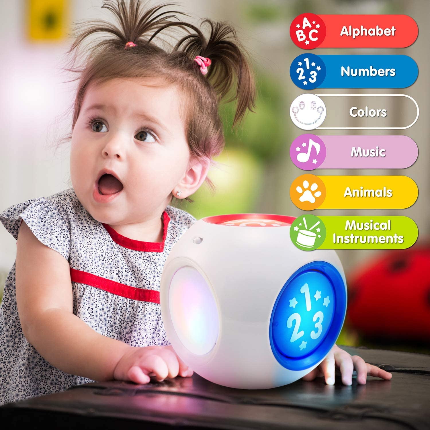 BEST LEARNING Interactive Learning Cube Educational Activity Toy for Infants (White, 6 in x 6 in x 6 in) dd3up