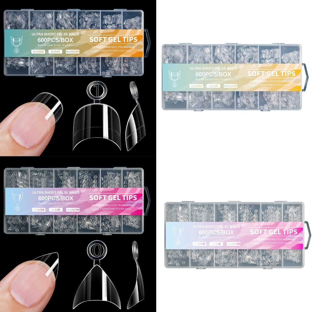 ROZYARD Clear Nail Tips for Acrylic Nails, Soft Gel Half Cover Tips (Clear, 600 Count) 7ogeb