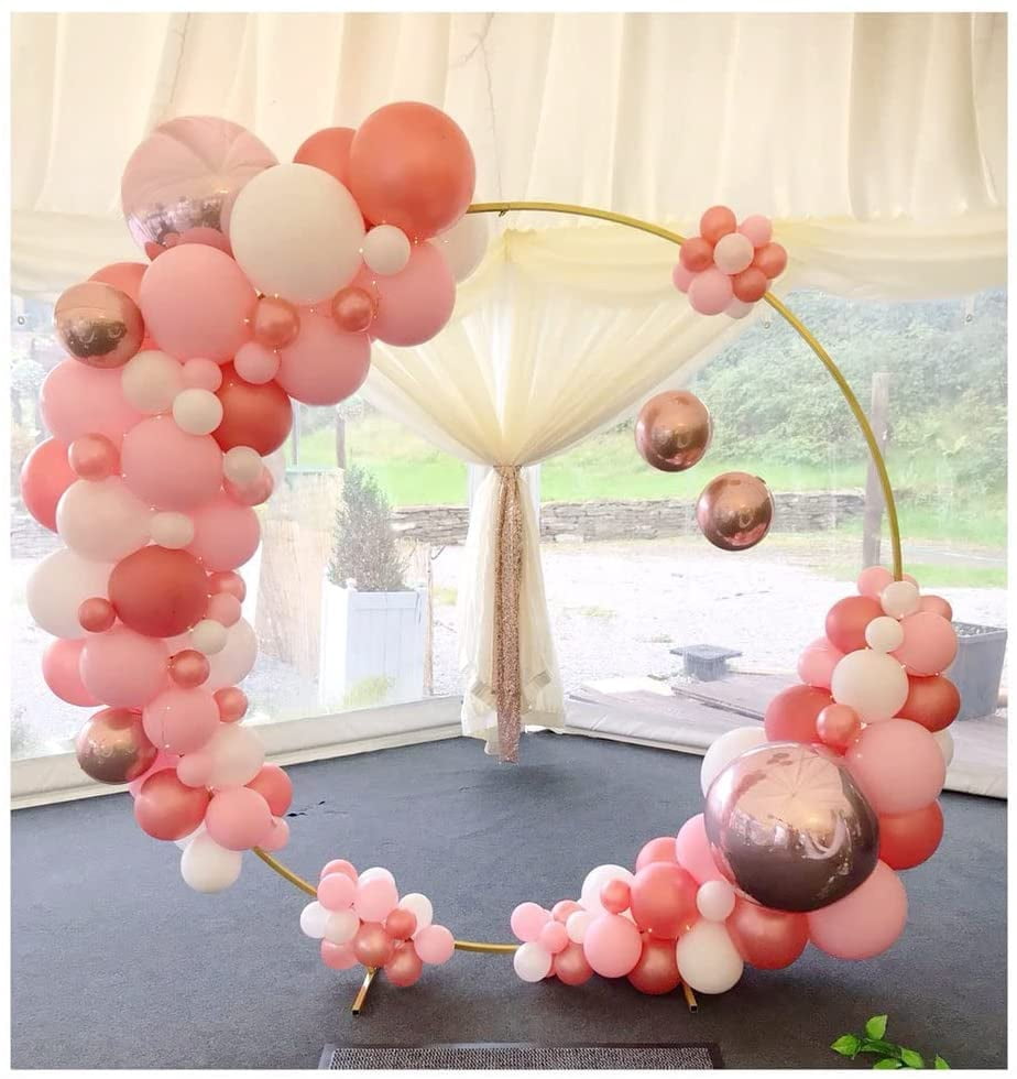 Langxun Round Balloon Arch Kit, Heavy-Duty Metal Backdrop Stand for Wedding and Birthday Party Decorations (Gold, 6 ft) 8dkwv