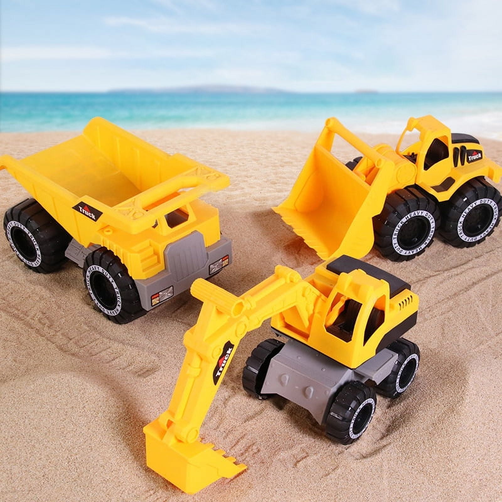 Facvoer Construction Vehicle Toy Set, Realistic Excavator, Dump Truck, and Loader for Sandbox Play (Yellow, 3-Piece Set) tkc4l