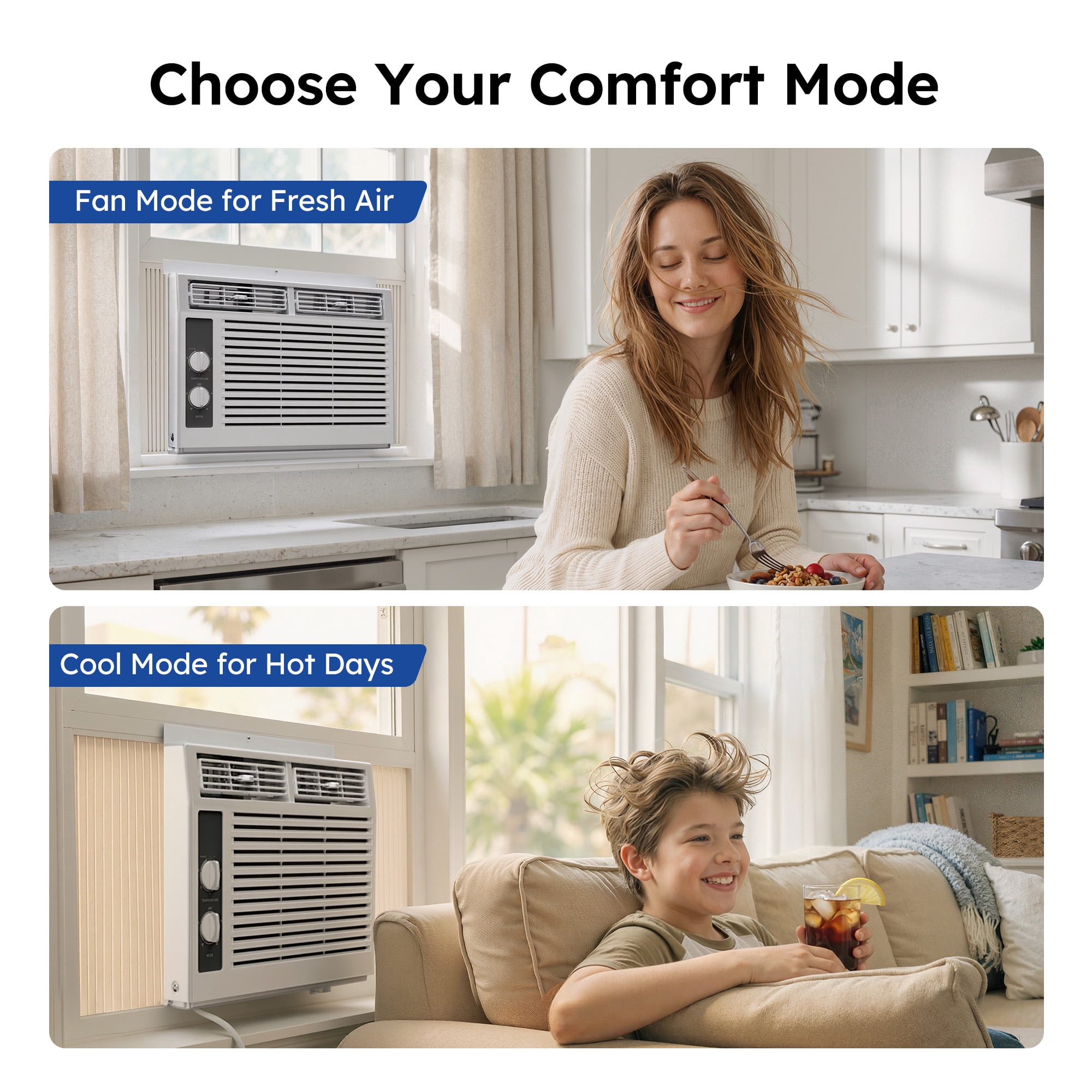 SIMZLIFE 5,000 BTU Window Air Conditioner, Compact Cooling for Small Rooms (White, 150 sq ft) w77gg