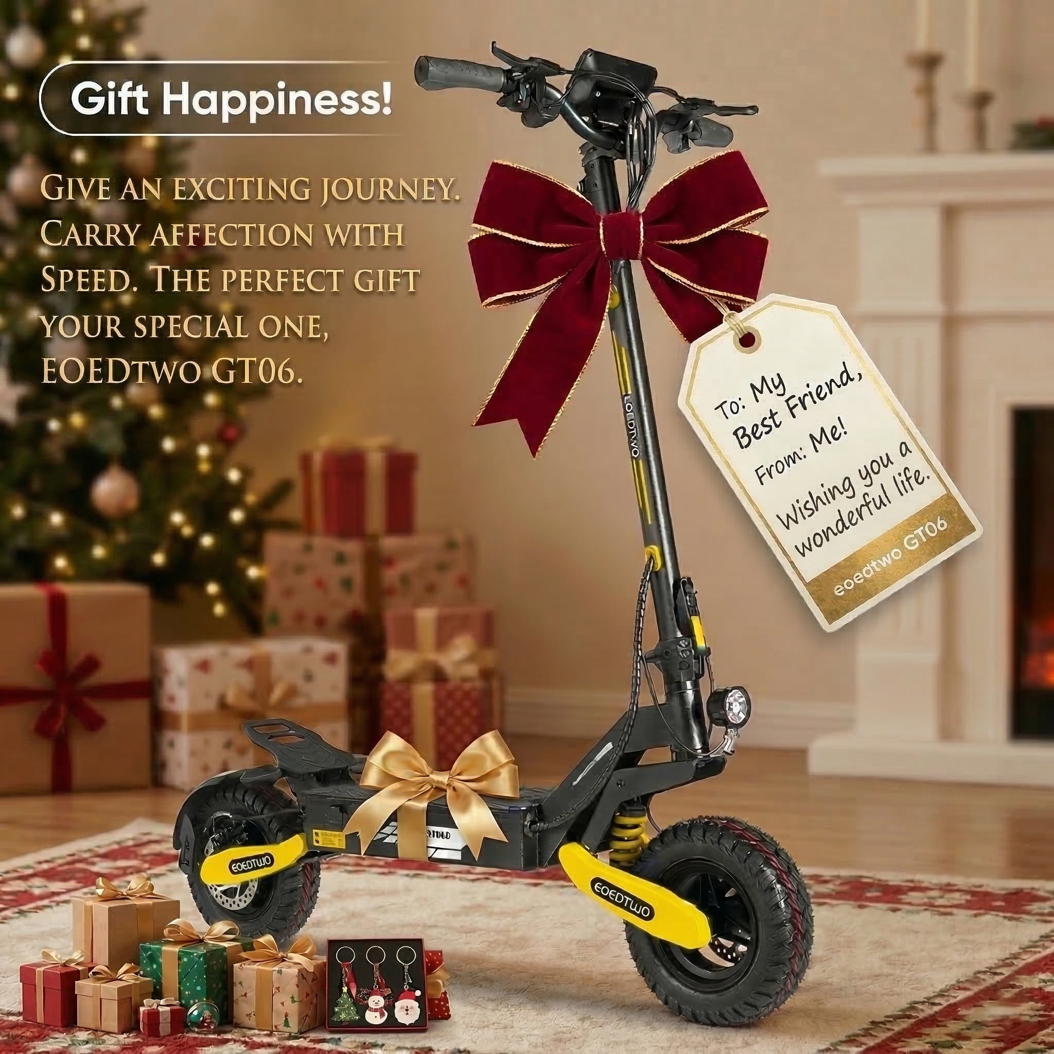EOEOTWO Off-Road Electric Scooter for Adults, 1200W Motor, 30 MPH Speed, 25-Mile Range, Foldable Commuter Scooter (Yellow, 330 lb Capacity) sb4g6