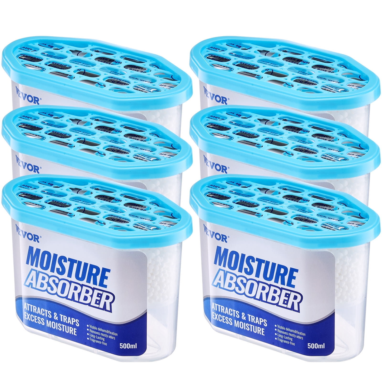 VEVOR Moisture Absorber Boxes, Fragrance-Free Humidity Dehumidifier for Closet and Bathroom (White, 6 Pack, 10.8 oz) it6m5