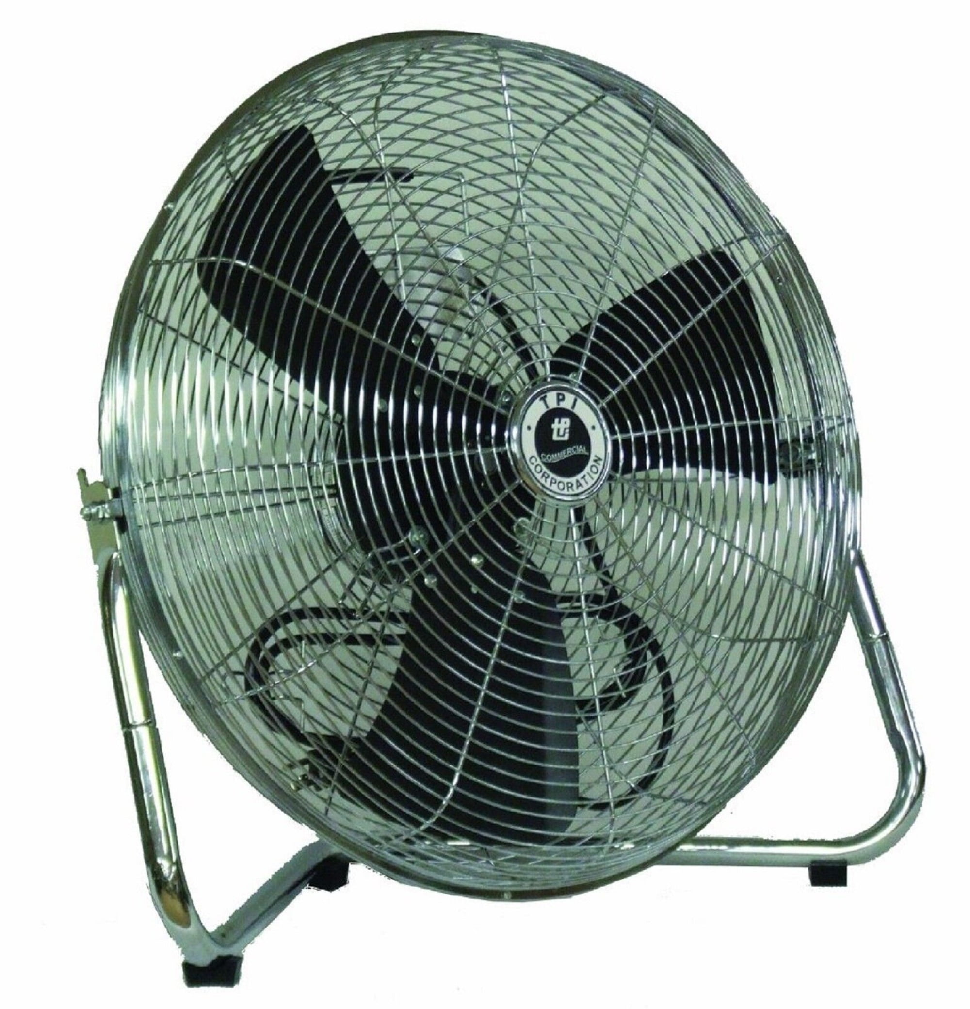 TPI Corporation Industrial Floor Fan, High-Velocity Air Circulator with 3-Speed Control (Silver, 12 in) w1usp