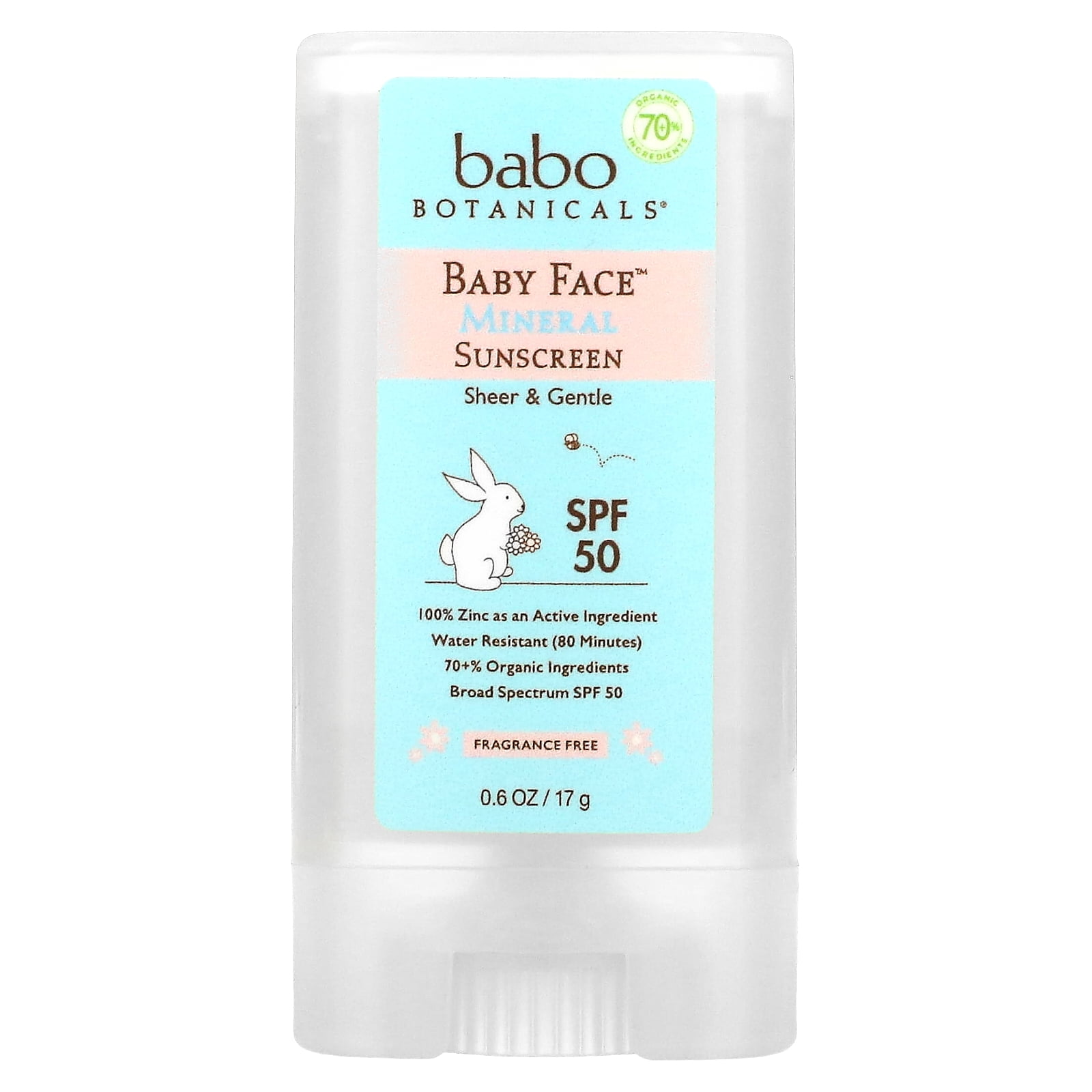 Babo Botanicals Baby Face Mineral Sunscreen SPF 50 (Clear, 0.6 oz) 7t698