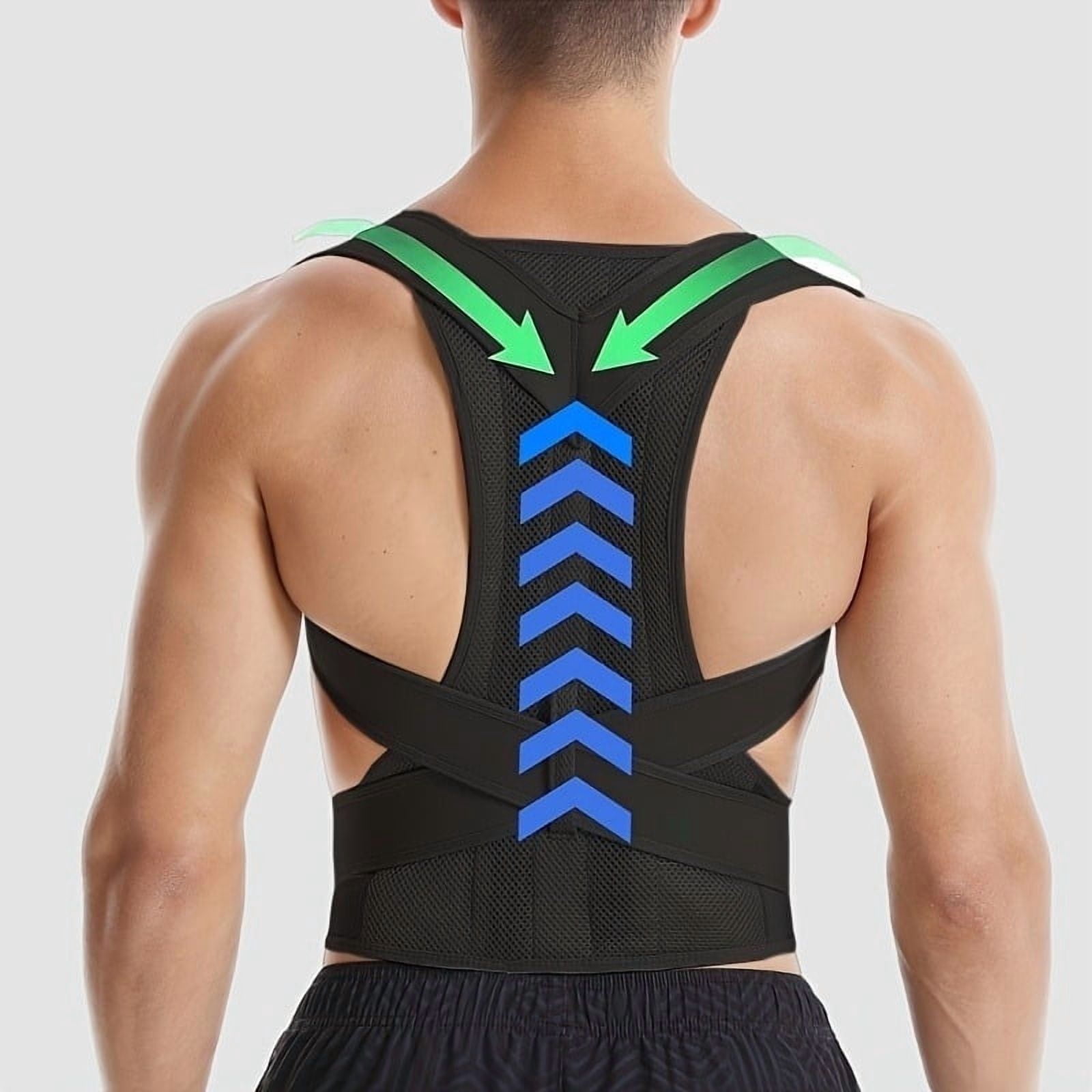 FIXPARTS Posture Corrector Back Brace for Men and Women, Adjustable Breathable Mesh Support (Black, Medium) pvnq0