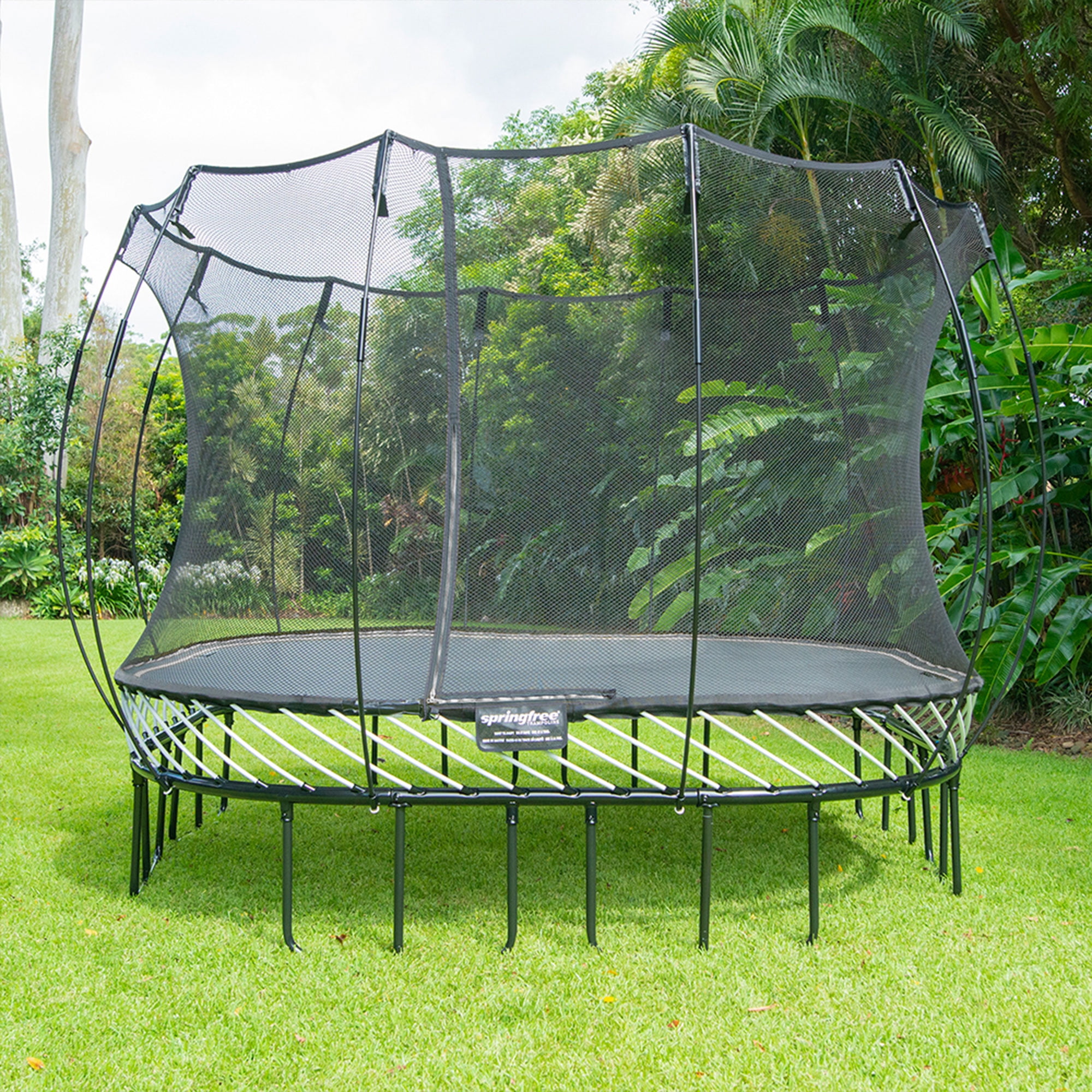 Springfree 11 Ft Large Square Backyard Trampoline with Safety Enclosure (Black, 11 ft) gulpb