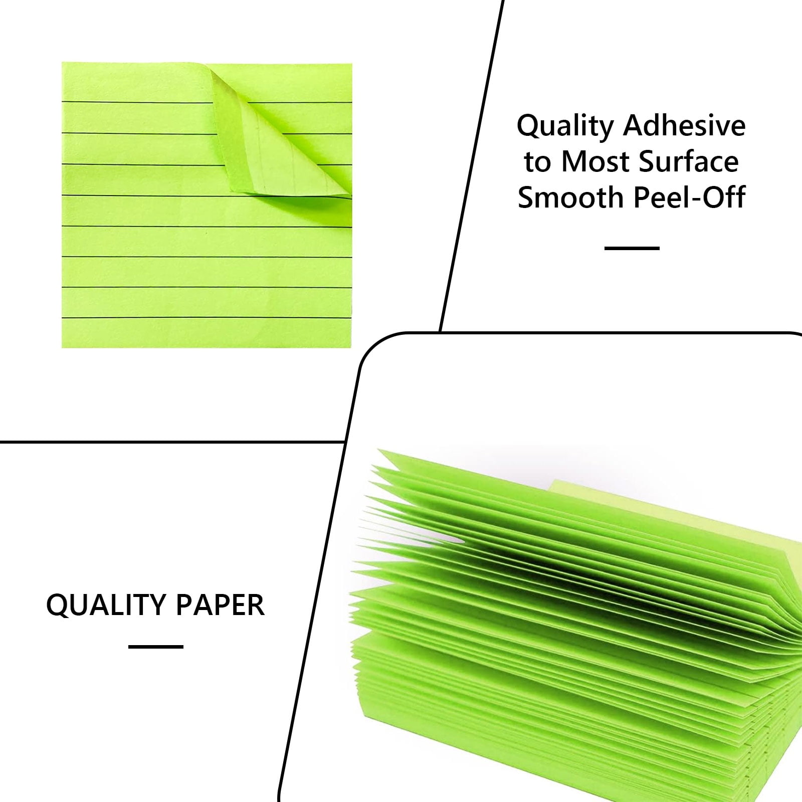 HengBO Lined Sticky Notes Ruled Self-Stick Memo Pads (Assorted Colors, 3 in x 3 in, 8 Pack) 3mza1