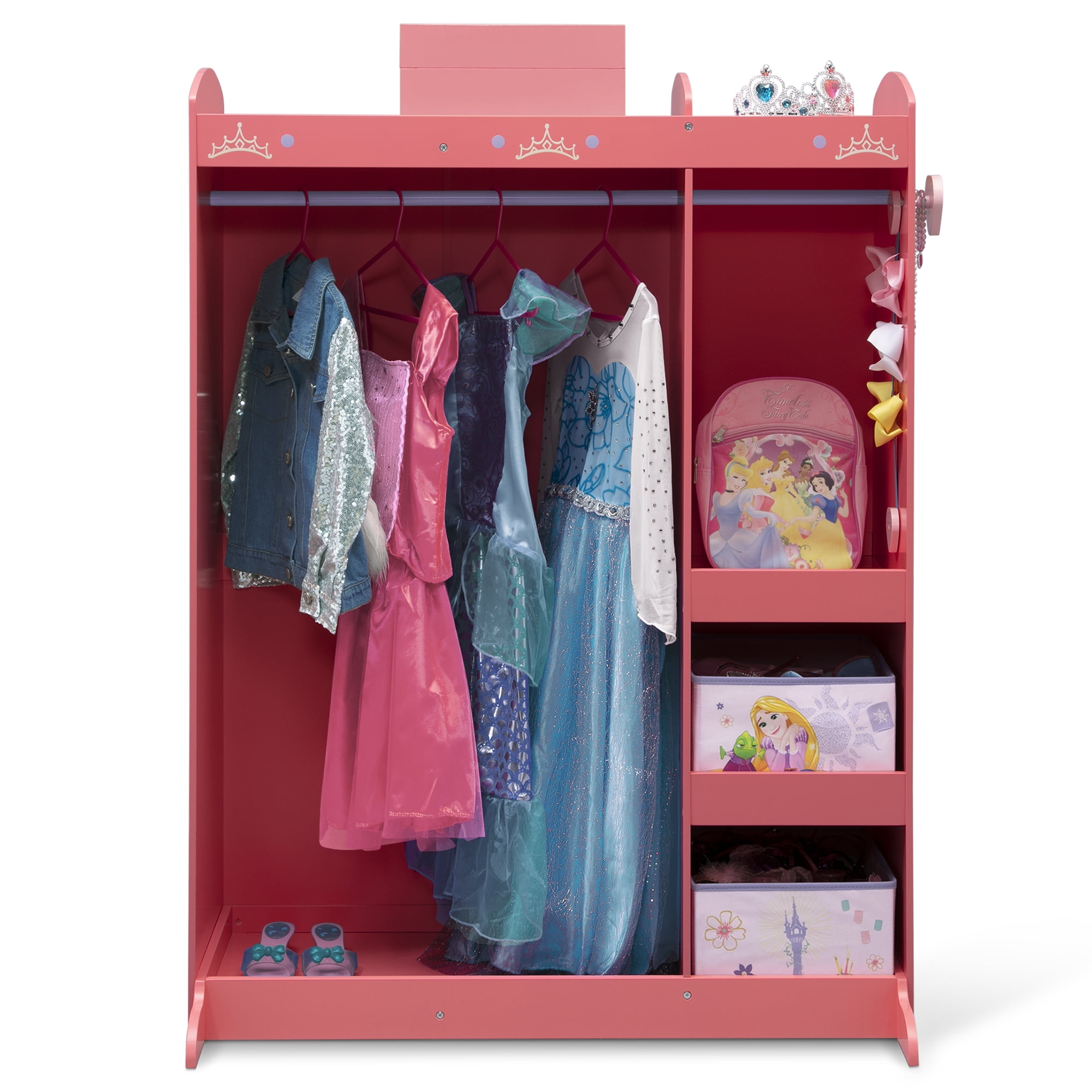 Disney Princess Dress & Play Boutique Costume Storage Wardrobe with Mirror (Pink, 37.8 in W x 18.11 in D x 47.64 in H) 7xbhz