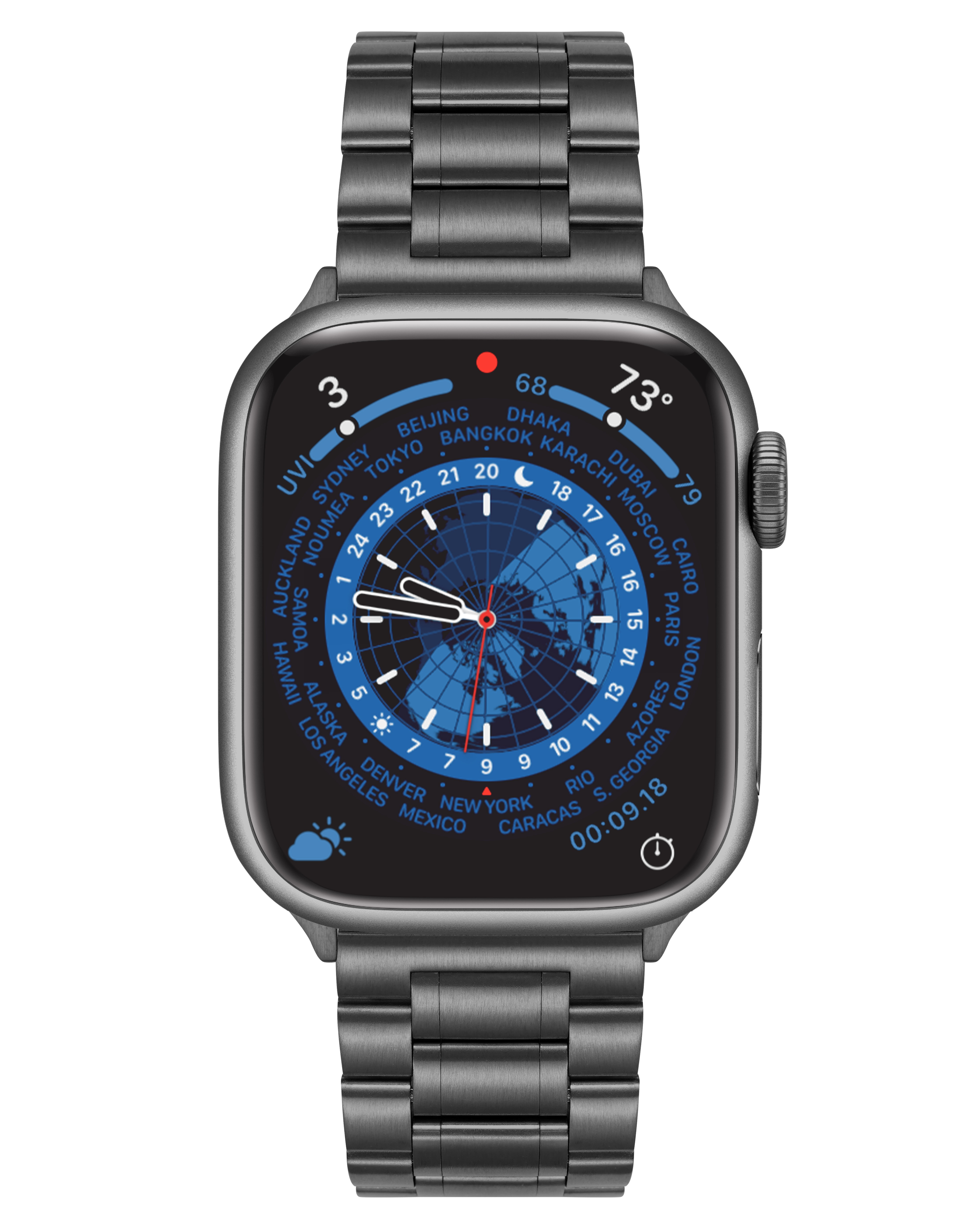 WITHit Stainless Steel Link Band for Apple Watch (Black, Adjustable Size) ufywx - Image 3
