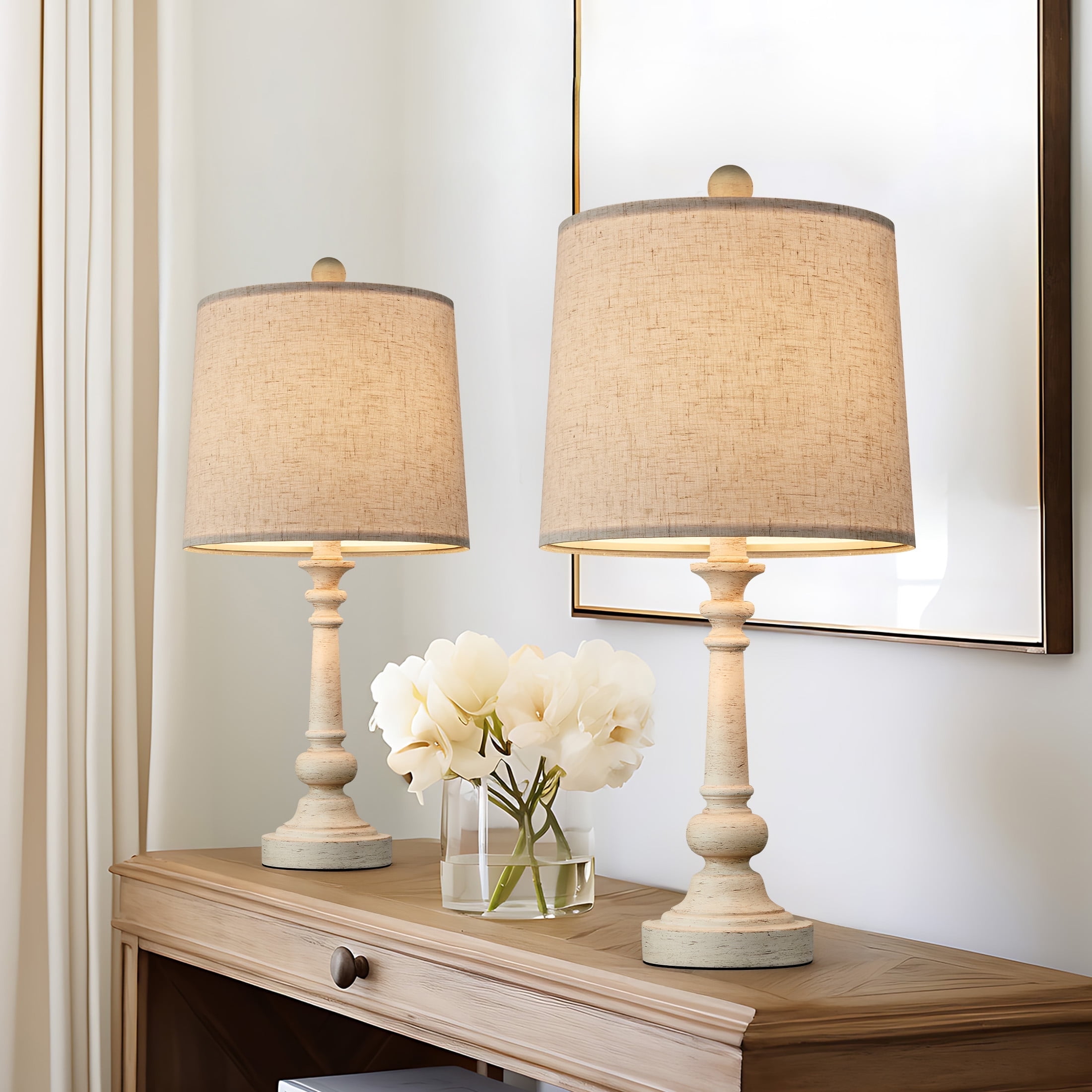 Oneach Retro Farmhouse Table Lamp Set (2-Pack, 20.25 in) y1pte