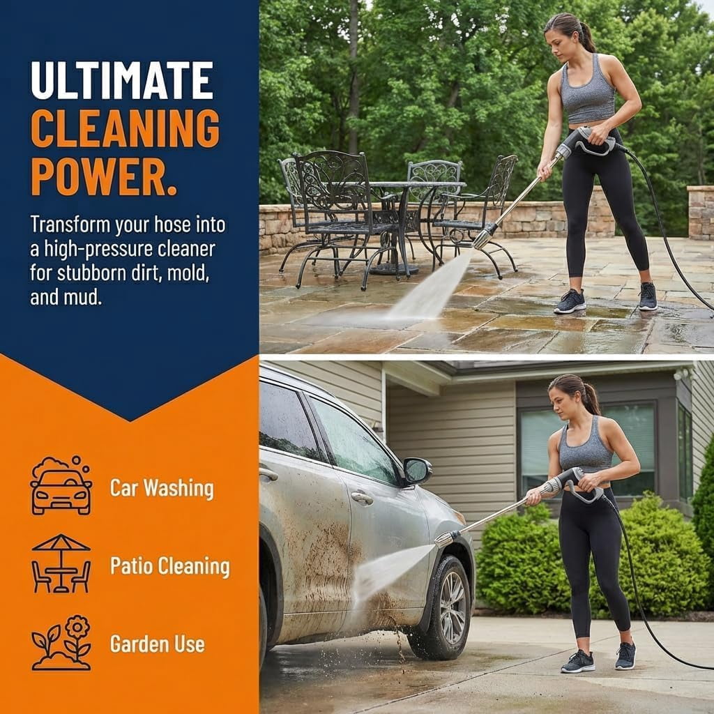 Aquoxis Pressure Washer Wand, Handheld Power Sprayer with 360° Rotating Nozzle (3 Spray Modes, 15 in) 92tp2