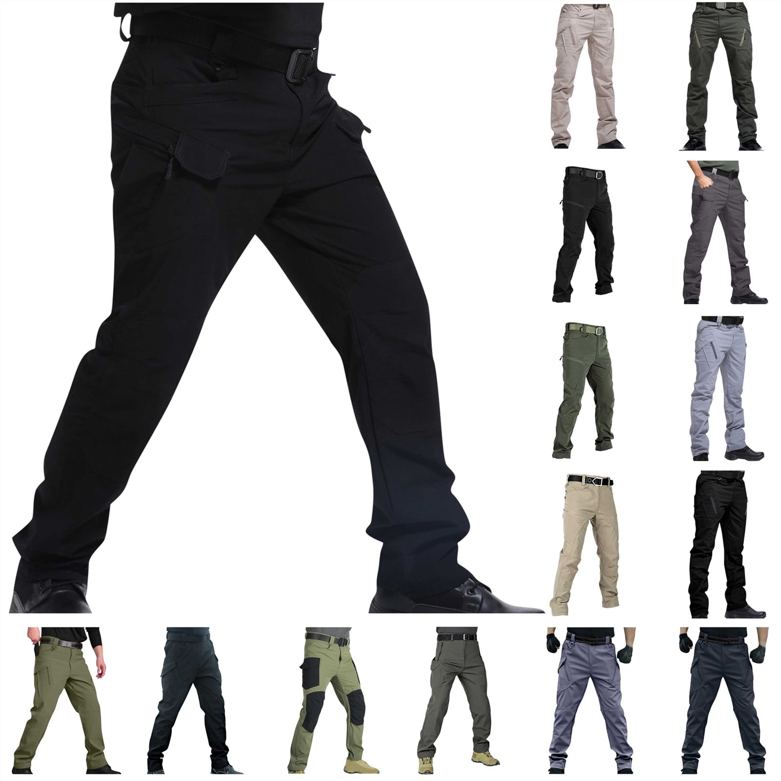 QATAINLAV Men's Tactical Cargo Pants Waterproof Rip-Resistant Outdoor Hiking Trousers (Gray, 4XL) 0bzxf