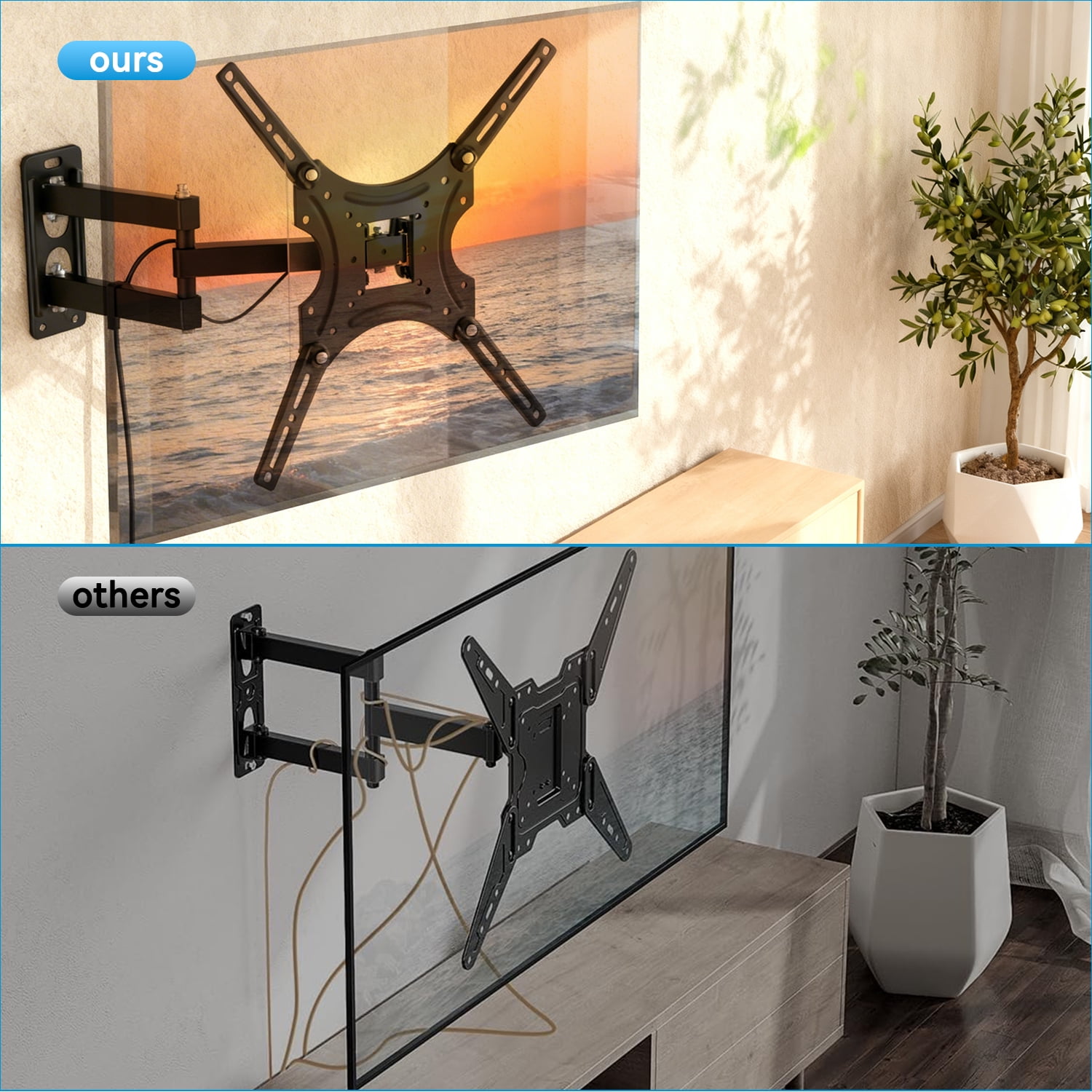 YUANYE Full Motion TV Wall Mount with Articulating Tilt Arm (Black, 14-55 in) ksxhn