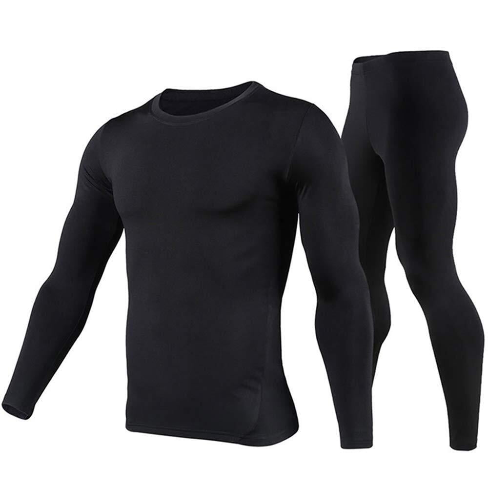 HEROBIKER Men's Winter Thermal Underwear Set Fleece Lined Base Layer (Black, Plus Size) 9mj7r