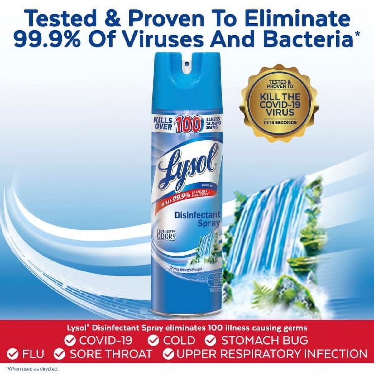 Lysol Disinfectant Spray, Spring Waterfall Scent, Multi-Surface Sanitizer (6 Pack, 19 oz) cxepl