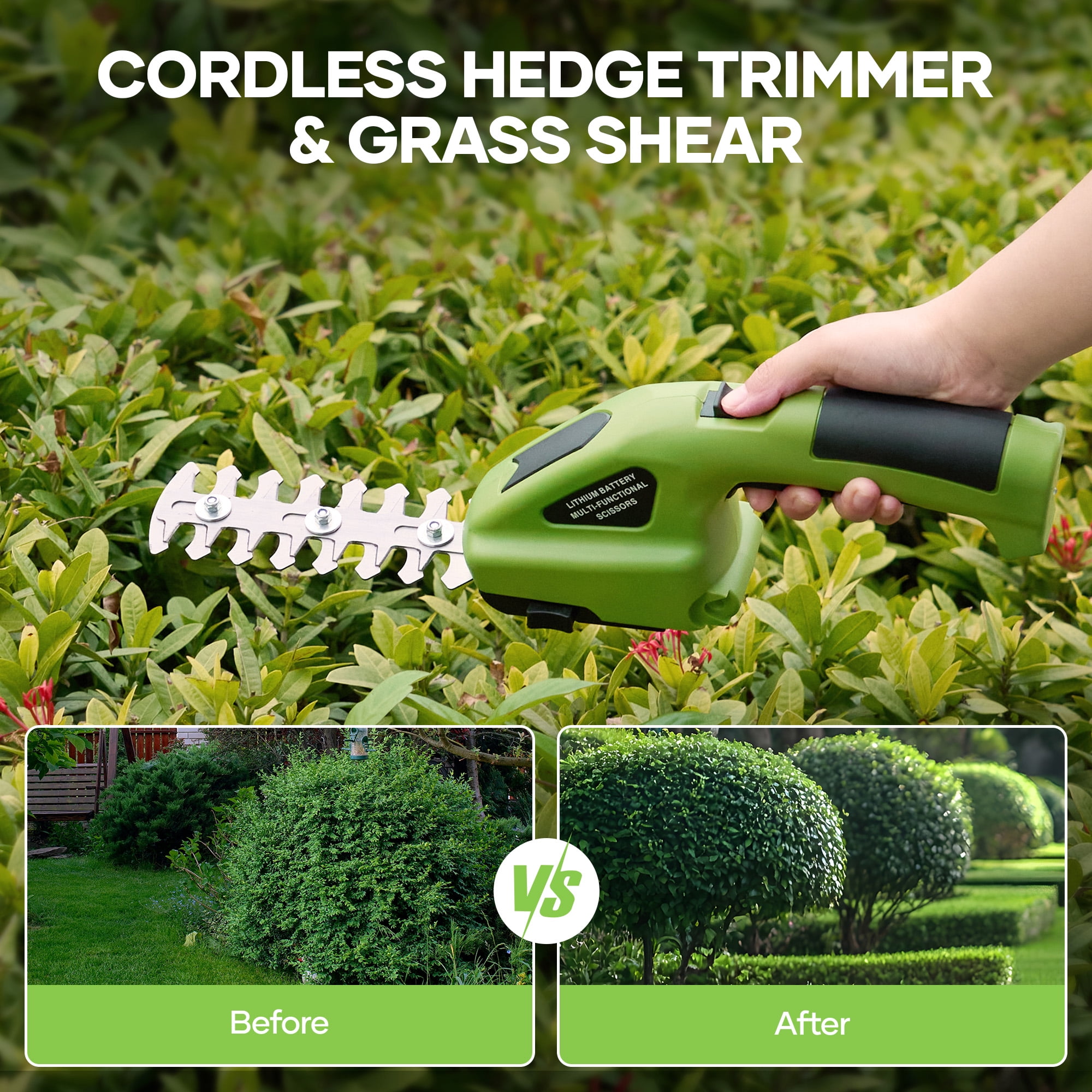 GASKY 2-in-1 Cordless Grass Shear and Hedge Trimmer (Green, 1.53 lb) cyzj5