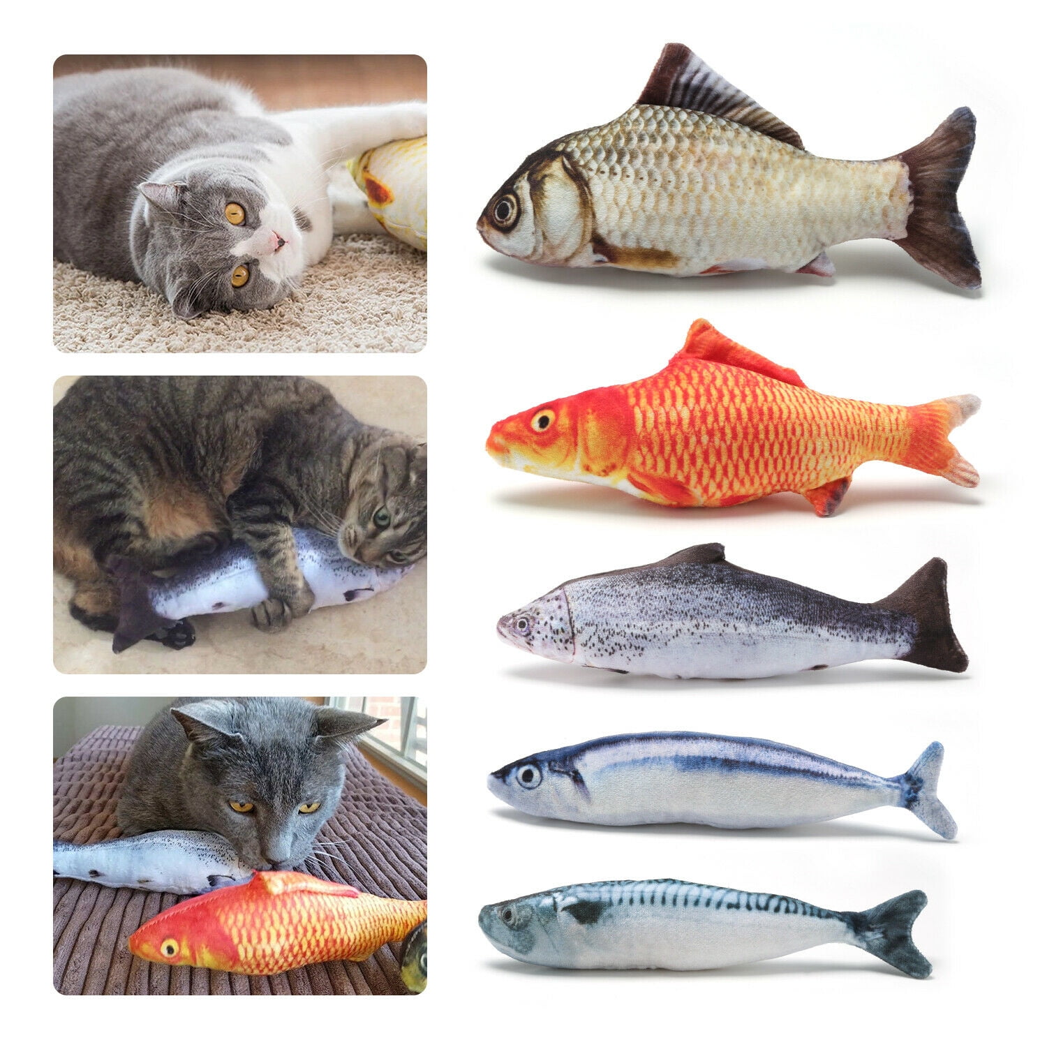Costyle Realistic Fish Catnip Plush Toys for Interactive Play and Exercise (5 Pack) txvdl