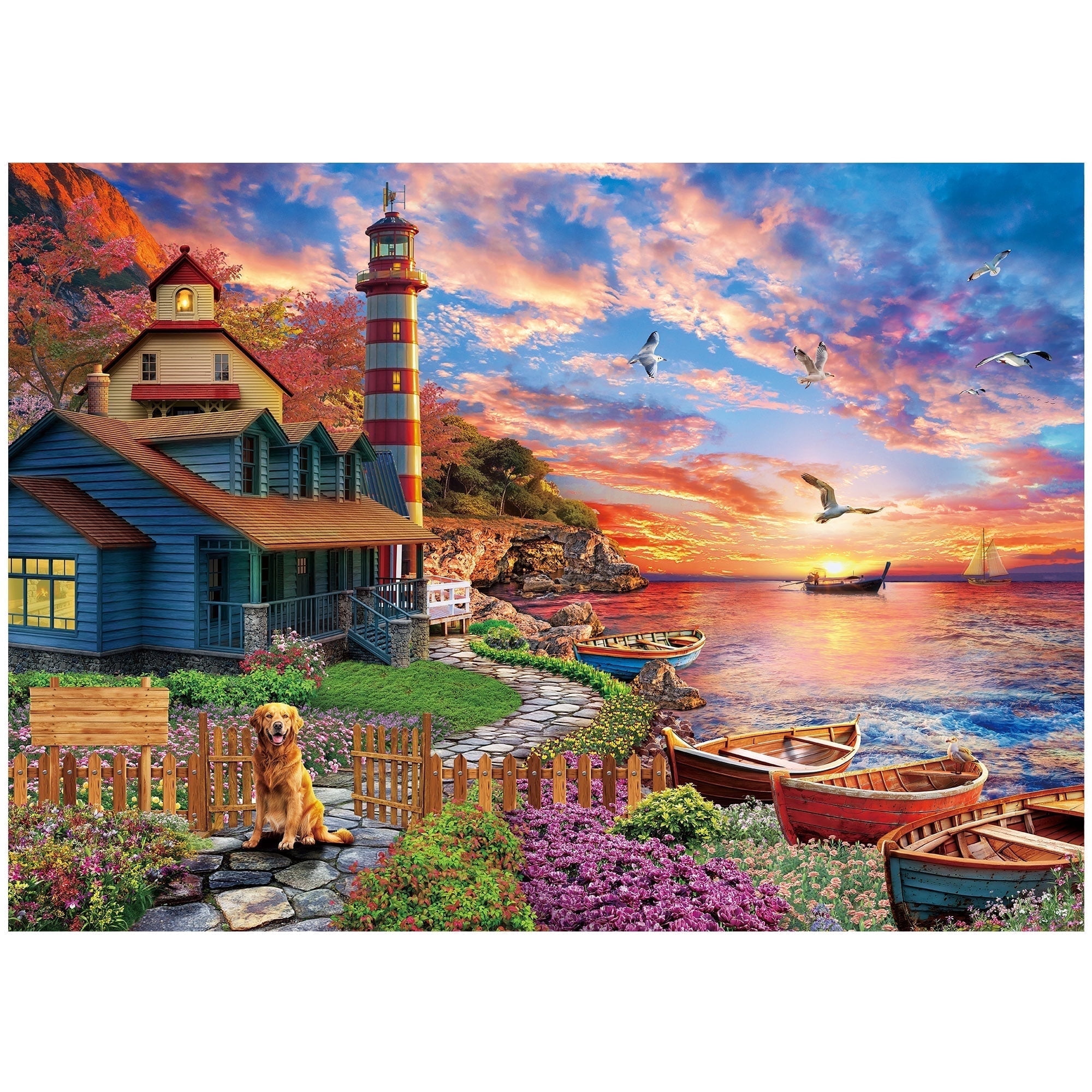 BenBen 1000 Piece Jigsaw Puzzle for Adults, Scenic Sunset Harbor Landscape (26.75 in x 19.25 in) 01bo7