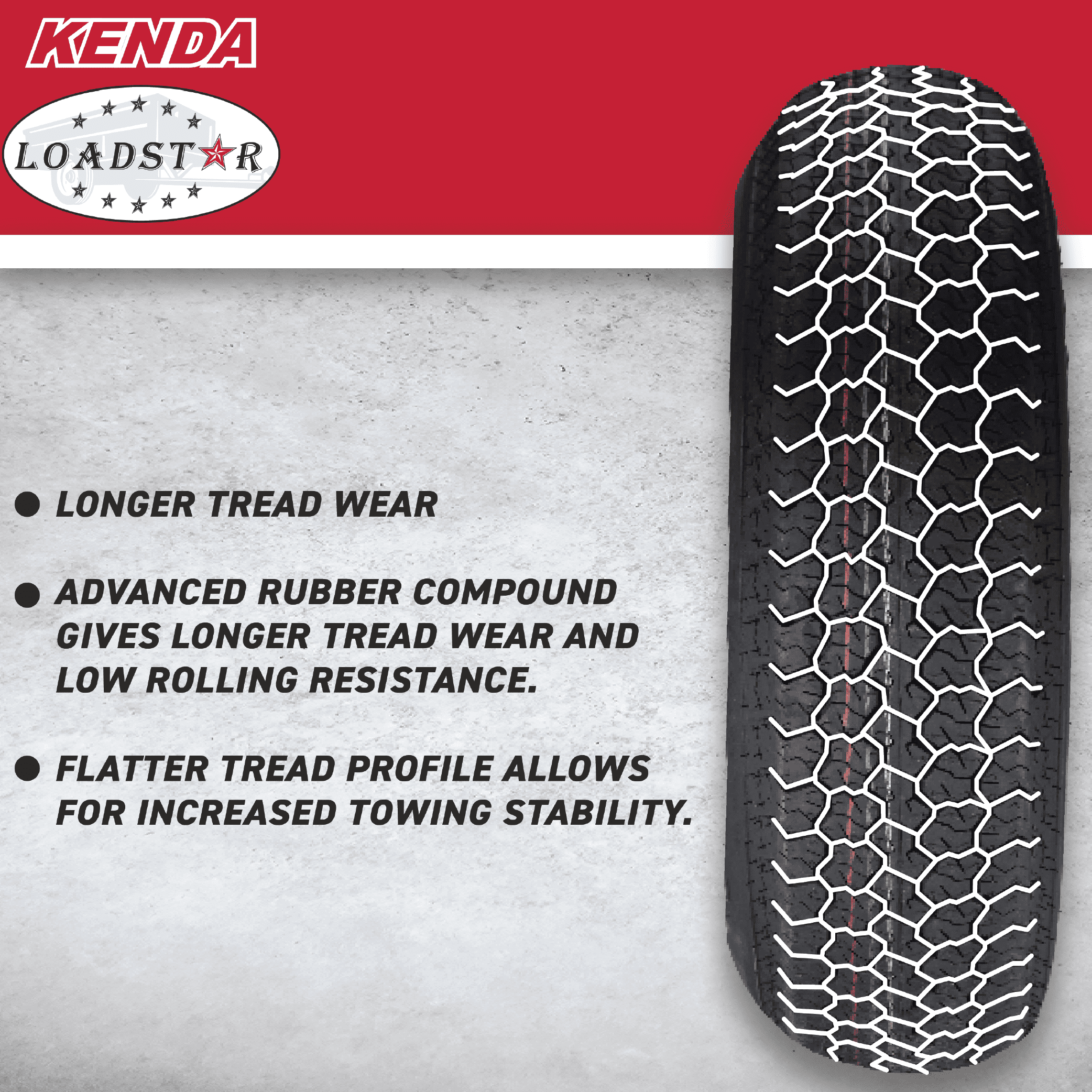 Kenda ST175/80D13 Load Star Trailer Tires, Heavy-Duty Bias-Ply, 6 Ply Rating (2 Pack) kfgfl