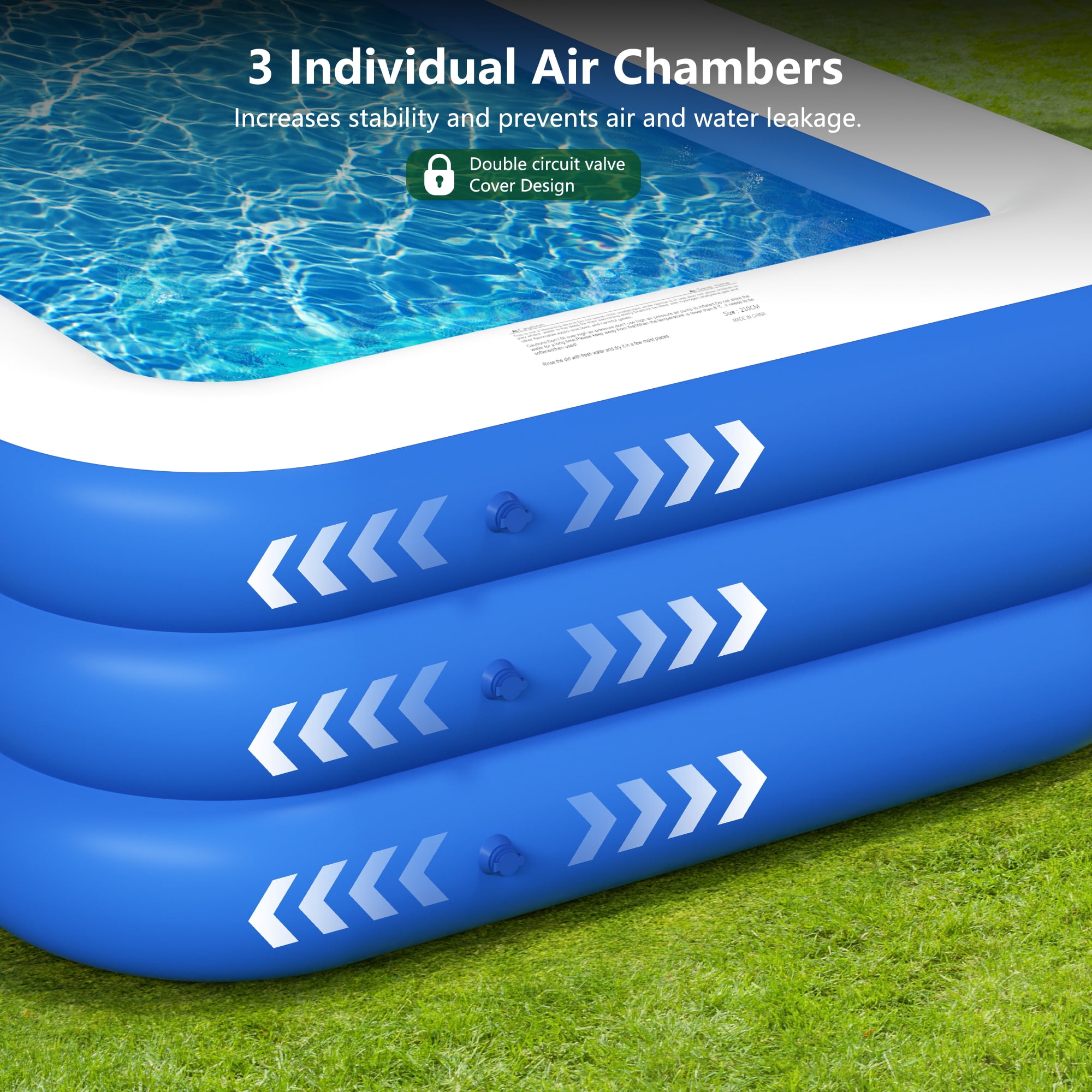 GVDV Inflatable Swimming Pool for Kids and Adults, Durable Backyard Family Pool (Blue, 9.83 x 5.97 x 1.67 ft) gpsth