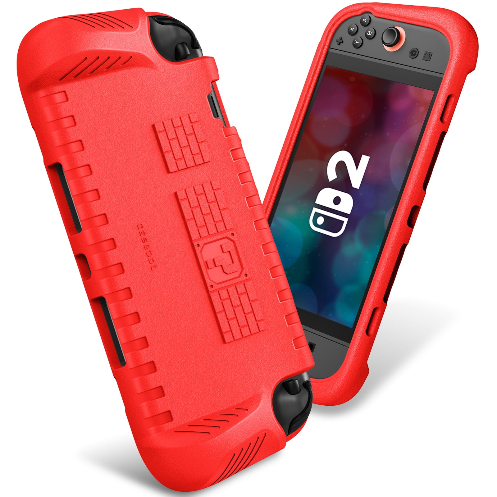 Fintie Protective Case for Nintendo Switch 2 (2025), Shockproof Ergonomic Grip Cover with Game Card Slots (Red) njcr7