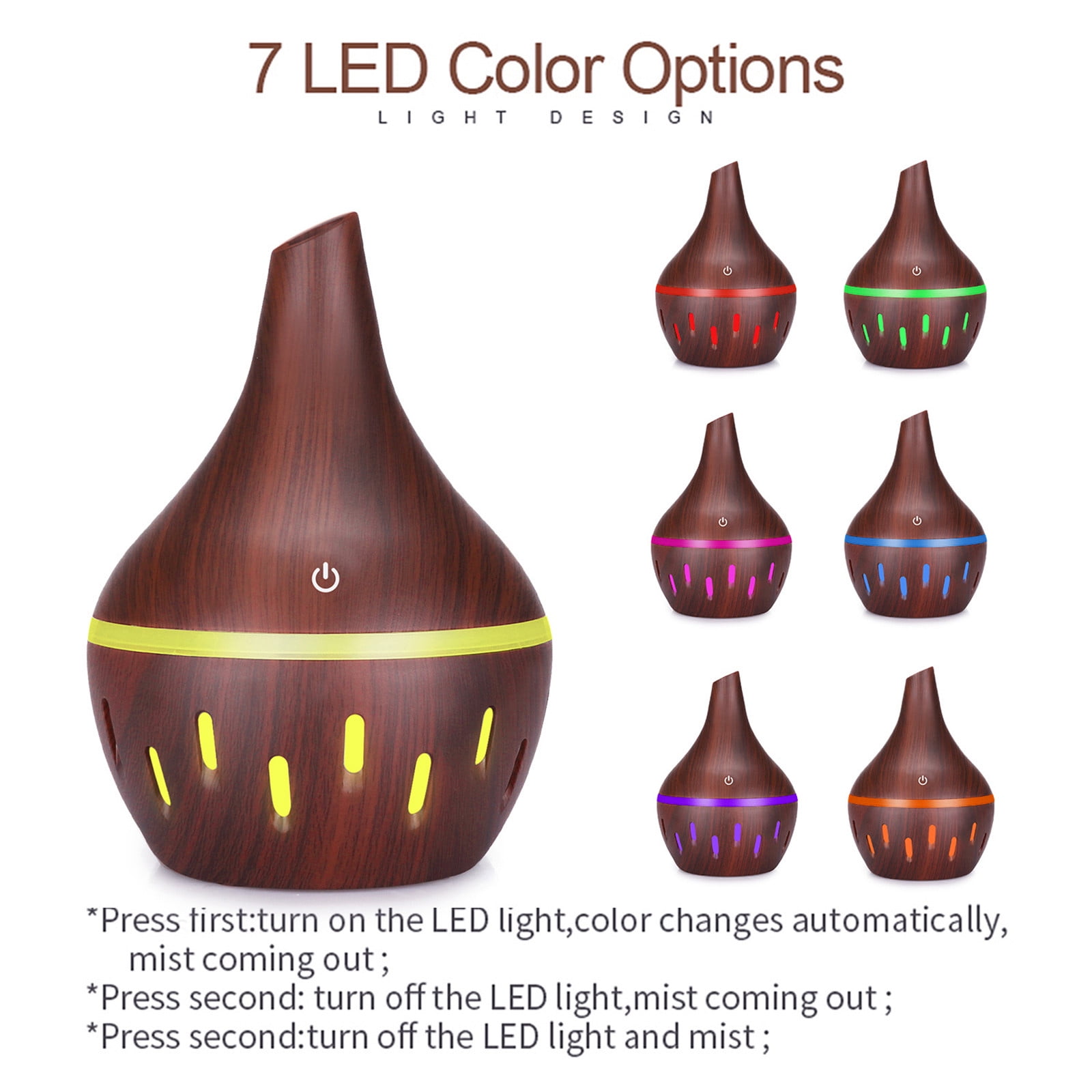 Hnowkn Aromatherapy Essential Oil Diffuser, Wood Grain Ultrasonic Humidifier with 7 Color LED Lights (10.14 fl oz) rjr60
