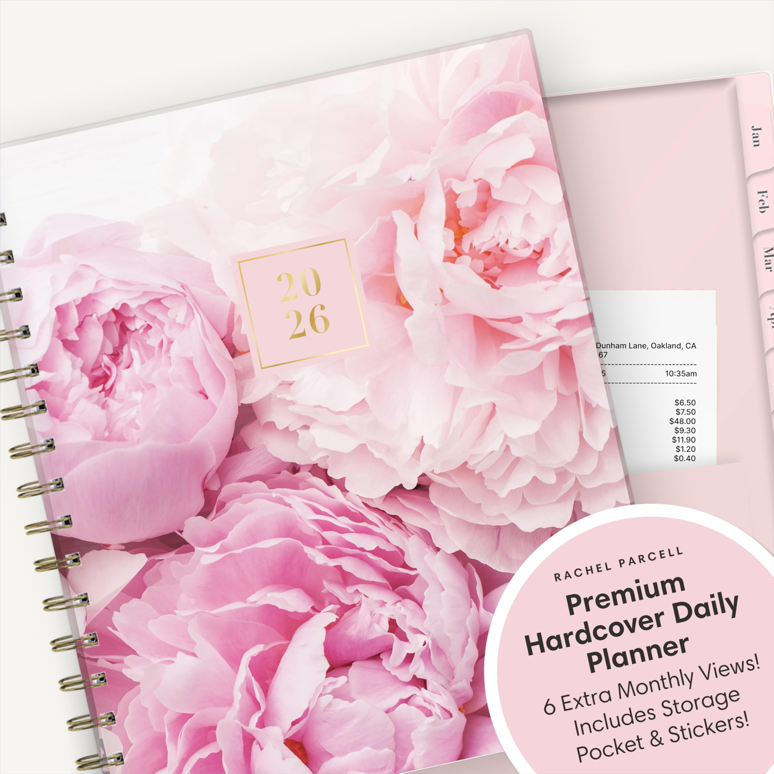 Blue Sky Rachel Parcell 2026 Daily and Monthly Planner, Hard Cover Organizer with Laminated Tabs and Stickers (Peony, 5 in x 8 in) jcfkd