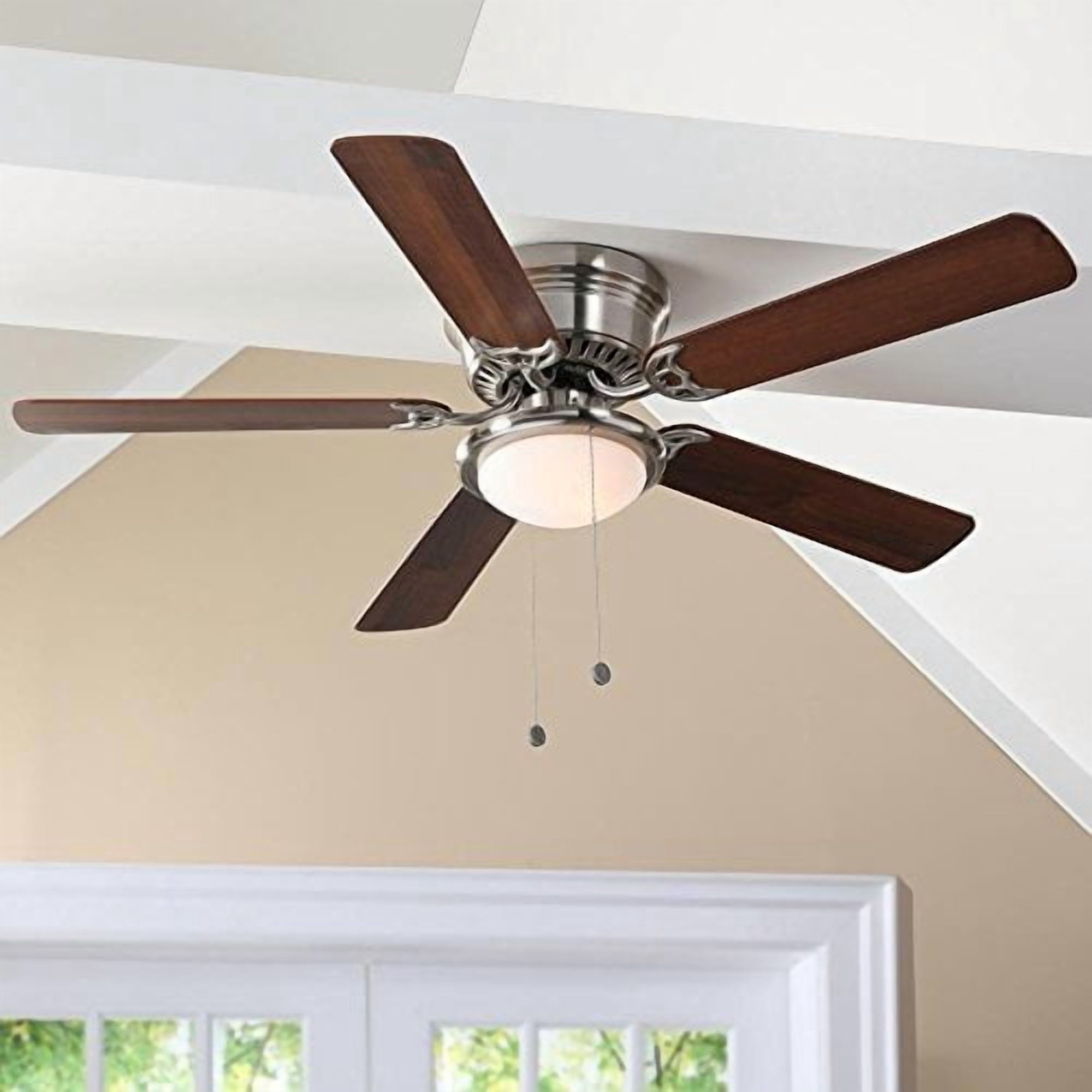 Hampton Bay Hugger Traditional LED Ceiling Fan (Brushed Nickel, 52 in) lp5uh