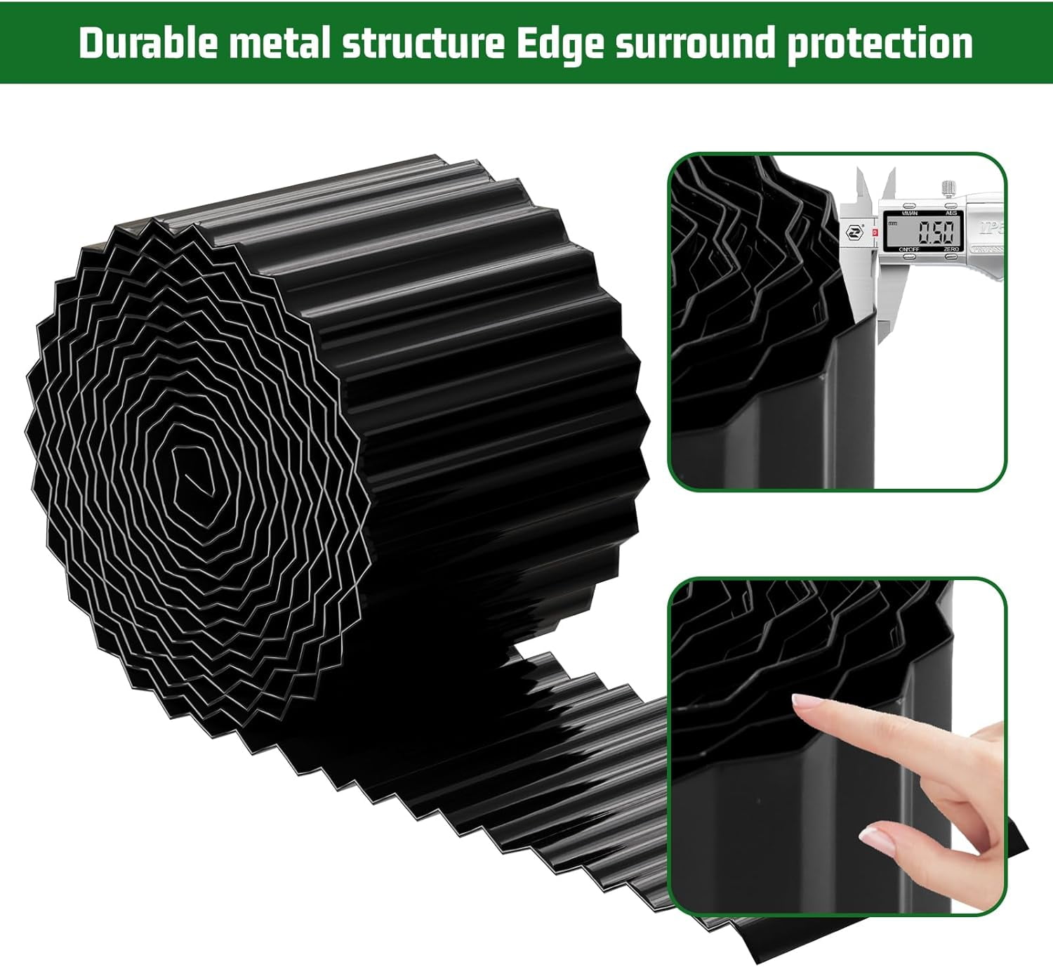 Tufmunb Corrugated Metal Garden Edging, Heavy-Duty Landscape Border for Lawn and Flower Bed (Black, 6 in x 40 ft) o9eyl