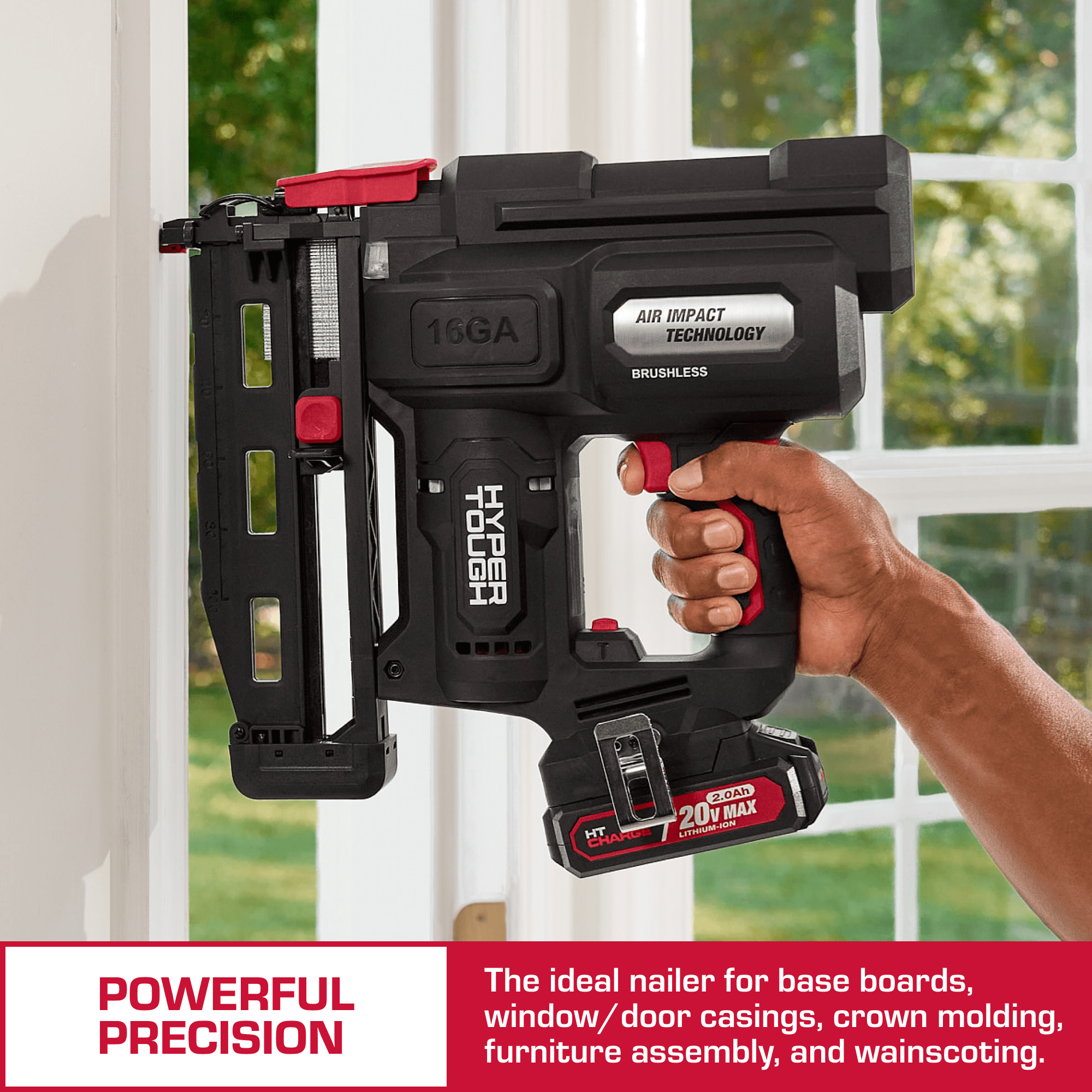 Hyper Tough 20V Brushless Cordless 16-Gauge Finish Nailer Kit (Black, 5/8 to 2-1/2 in) xk8fg
