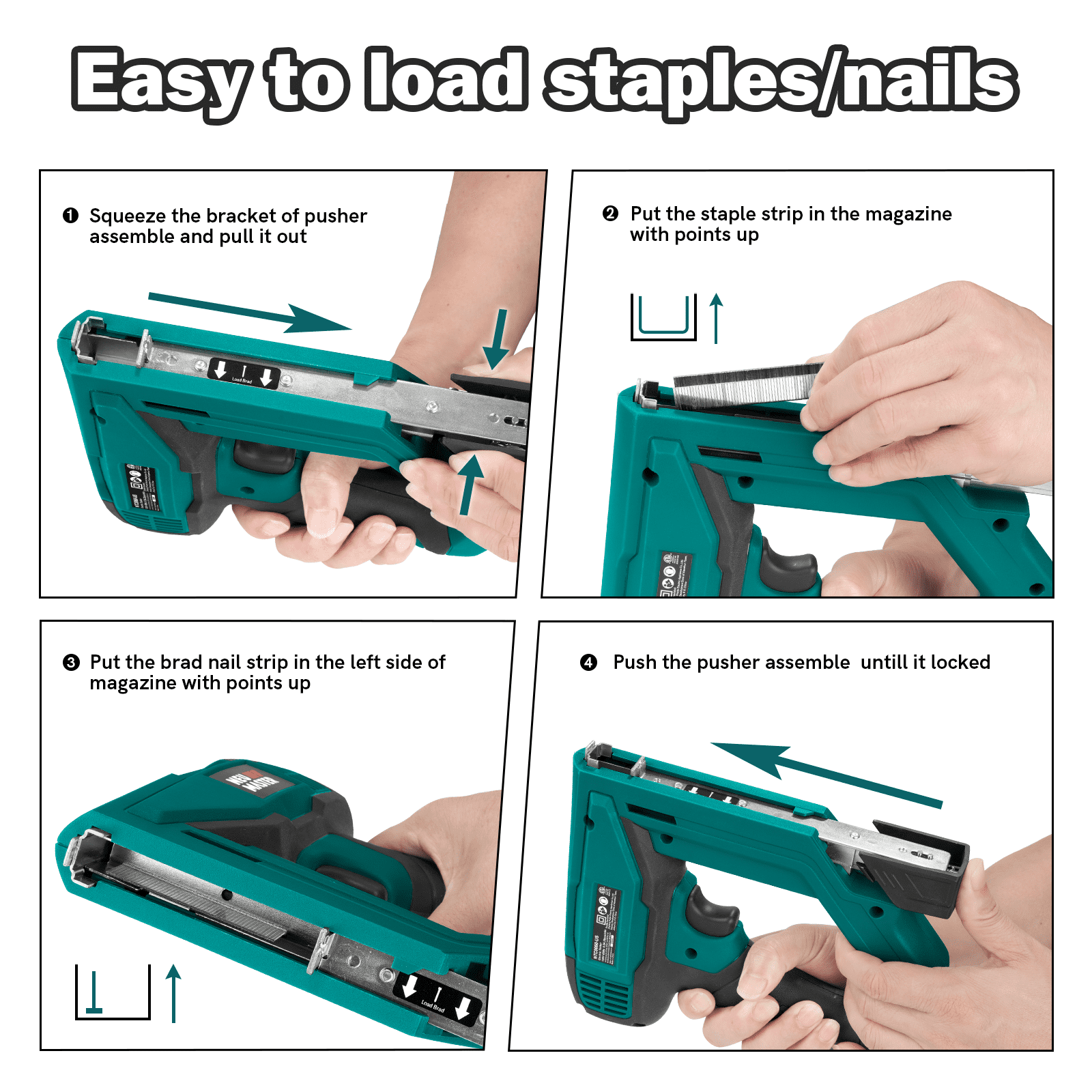 NEU MASTER Electric Brad Nailer and Staple Gun for DIY Carpentry and Upholstery (Black, 5/8 in) 8na1g