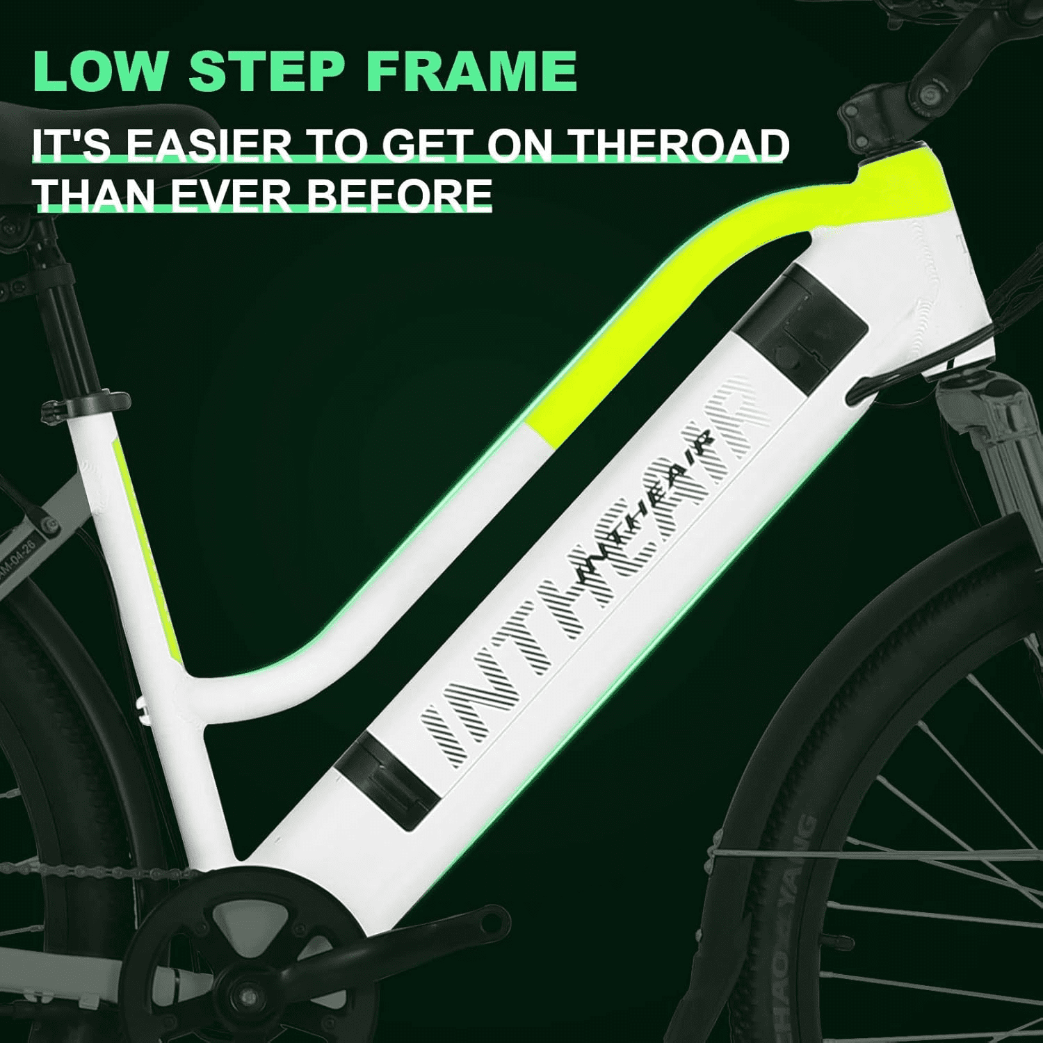 INTHEAIR Electric Commuter Bike, 500W Motor, 20 MPH Speed, UL2849 Certified (White, 26 in) 6kdr1