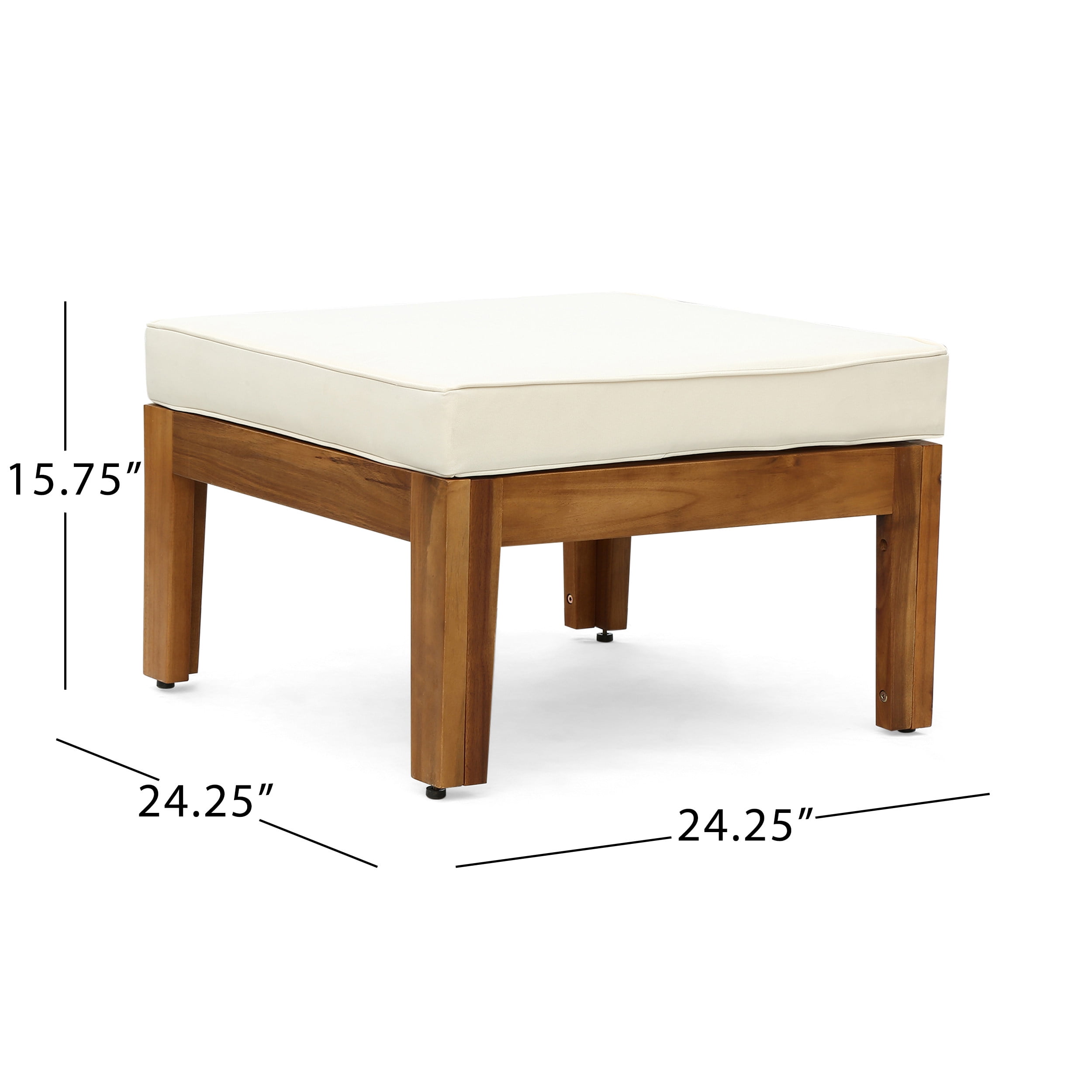 GARITIN L-Shape Outdoor Acacia Wood Sectional Patio Sofa Set with Ottoman and Coffee Table (Beige, 3-Piece) 8f8fs