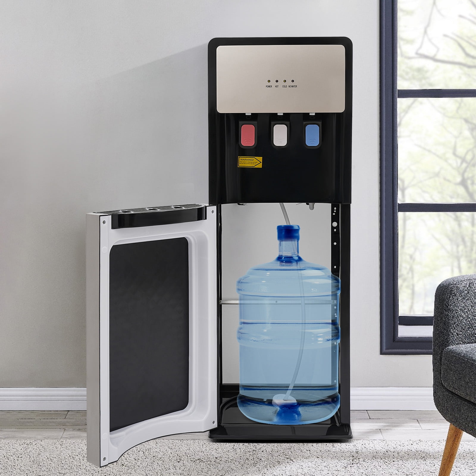Generic Standing Water Dispenser, Bottom Loading Hot and Cold Water Cooler with 3 Temperature Settings (Silver, 1 Unit) 1gxdu