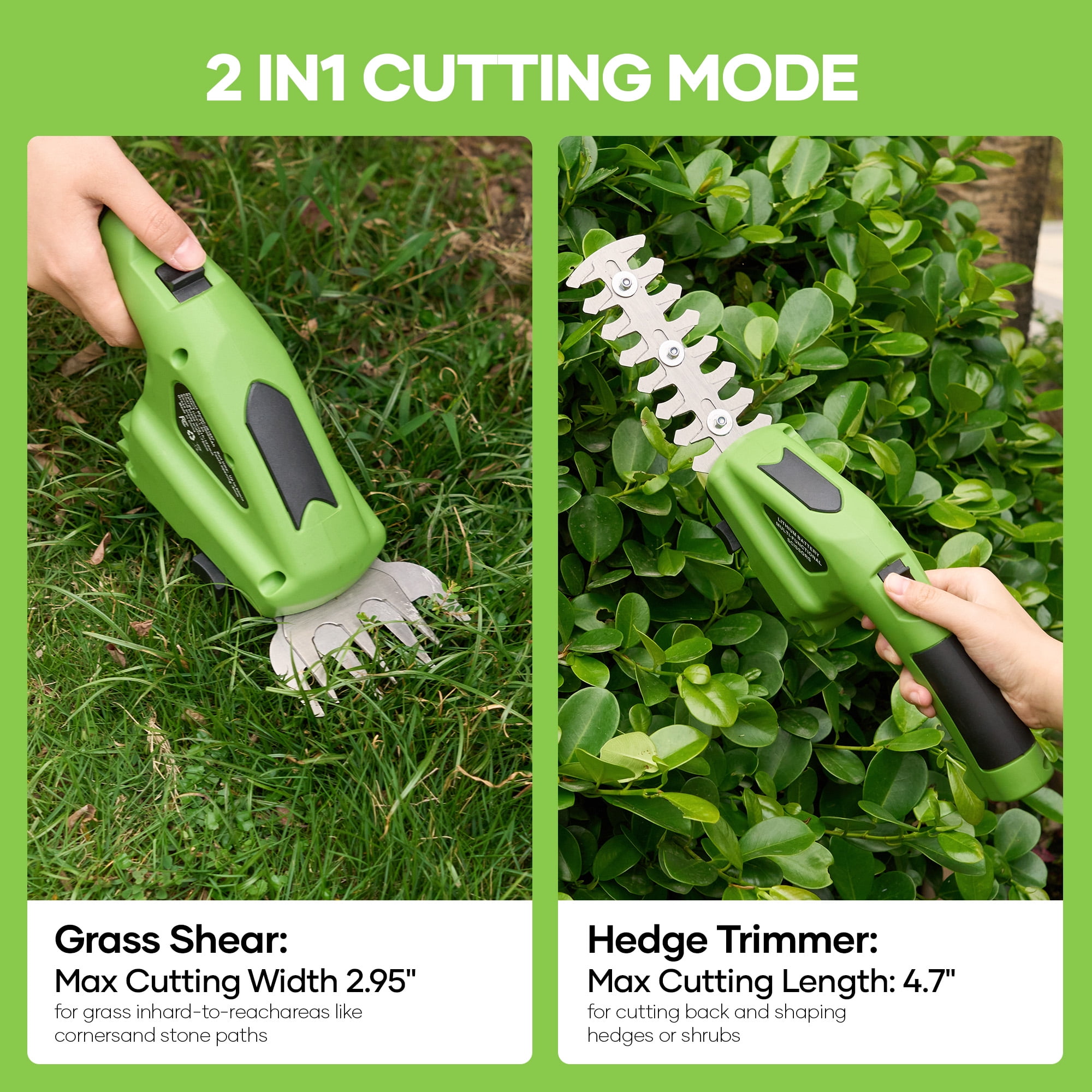 GASKY 2-in-1 Cordless Grass Shear and Hedge Trimmer (Green, 1.53 lb) cyzj5