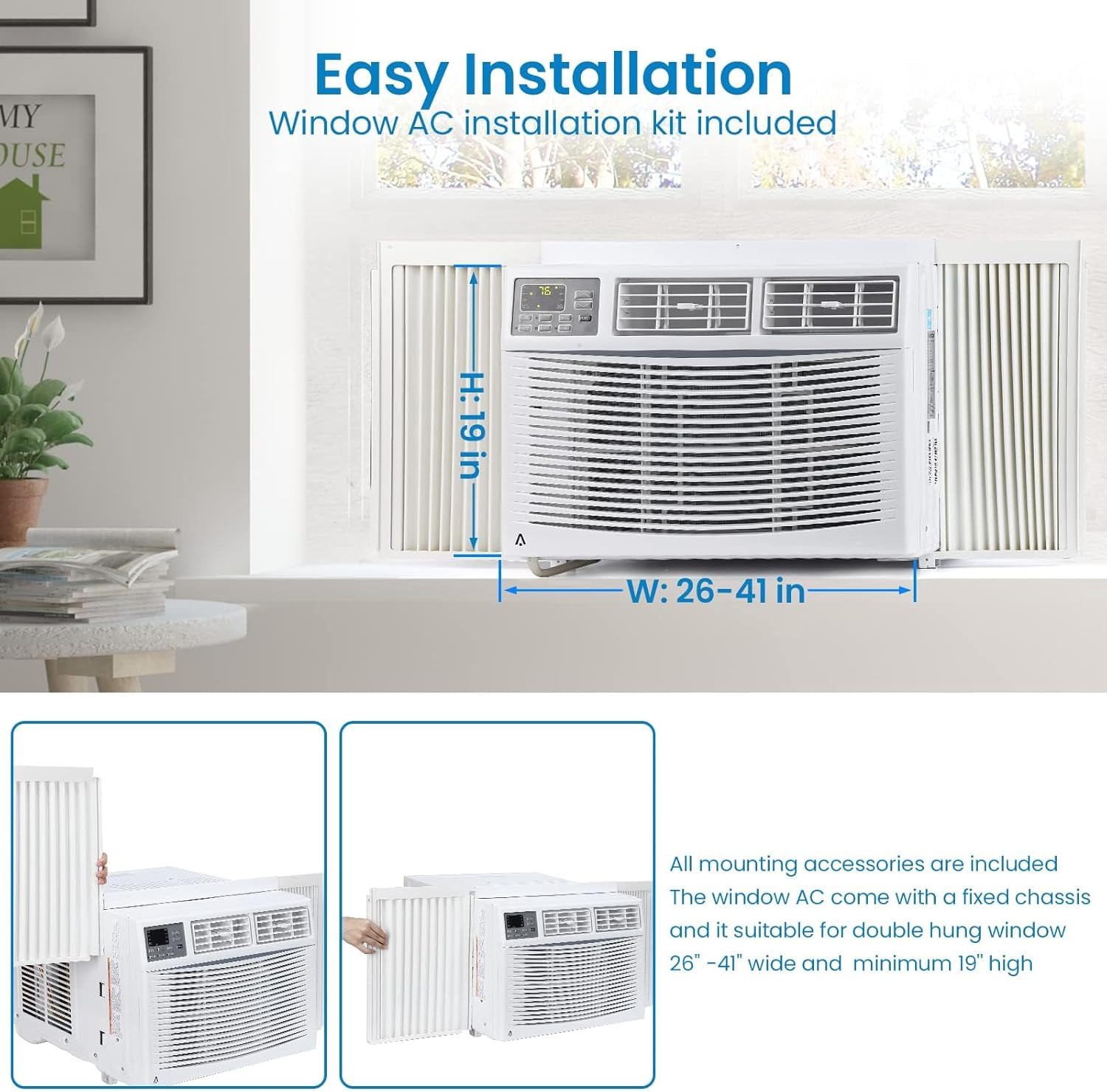 PIONEERWORKS 12000 BTU Window Air Conditioner, Smart WiFi AC Unit for Rooms Up to 550 Sq. Ft. (White, 12000 BTU) y2uki