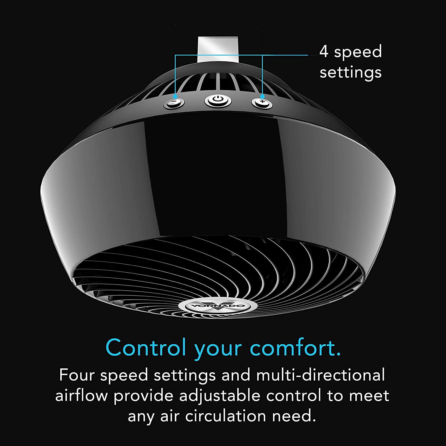 Vornado 560 Whole Room Air Circulator Fan with Vortex Action (Black, Medium) rj18j