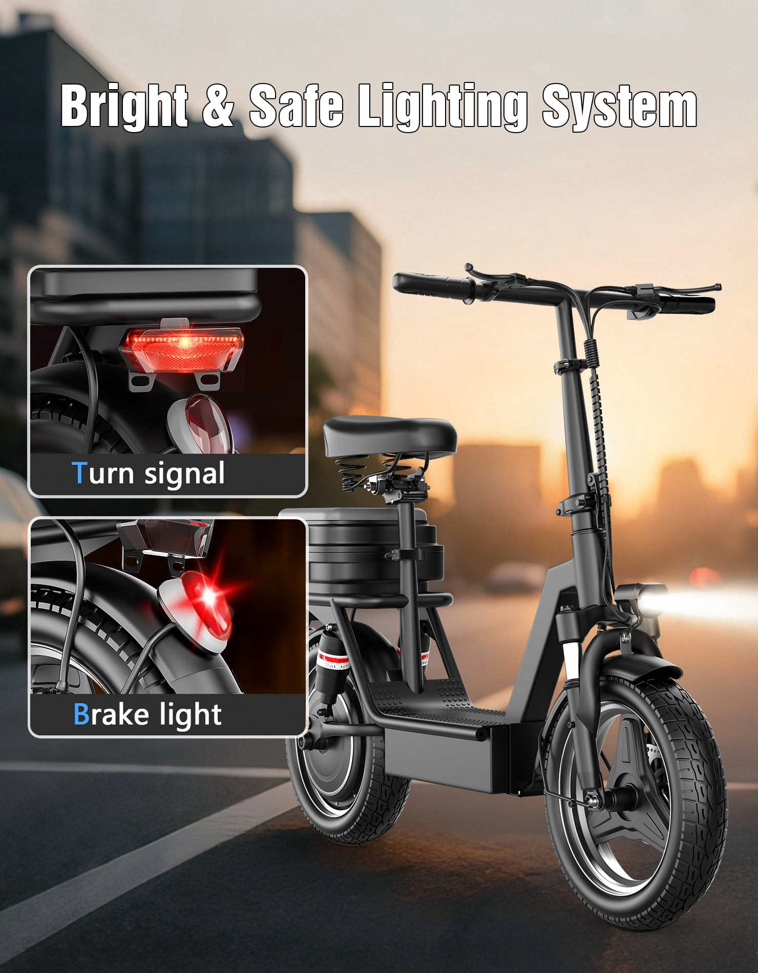 Pikabike Electric Scooter with Seat for Adults, High-Performance Commuter with Full Suspension (Black, 14 in Tires) lgccn