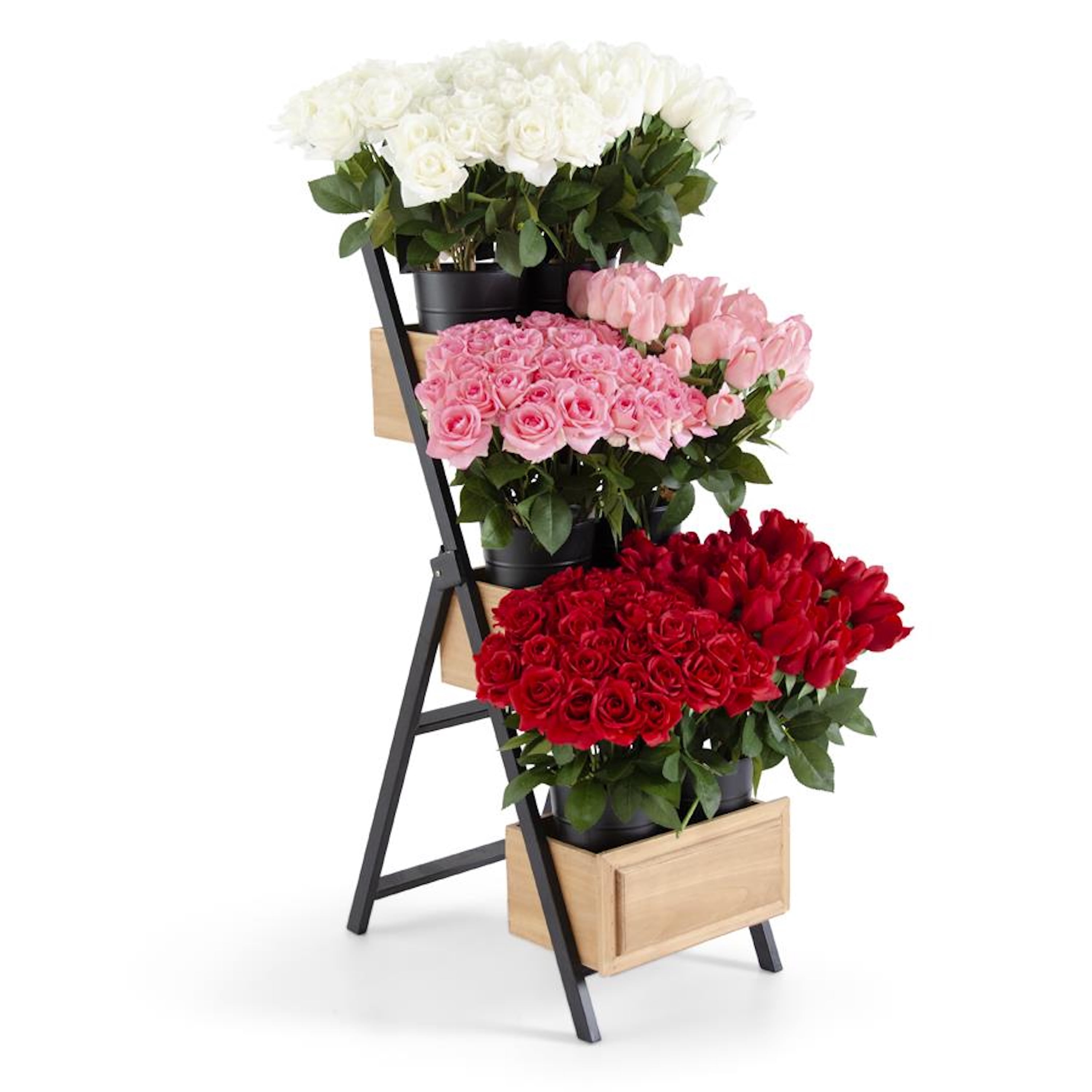 K&K Interiors Real Touch Full Bloom Artificial Rose Flower Bouquet (White, 17 in, 6 Stem Bundle) i30ns