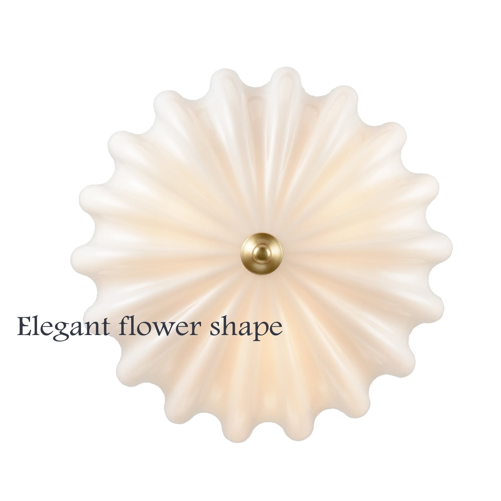 Claxy 3-Light Flush Mount Ceiling Light with Flower Milk Glass Shade (Gold, 7.2 in) qccry