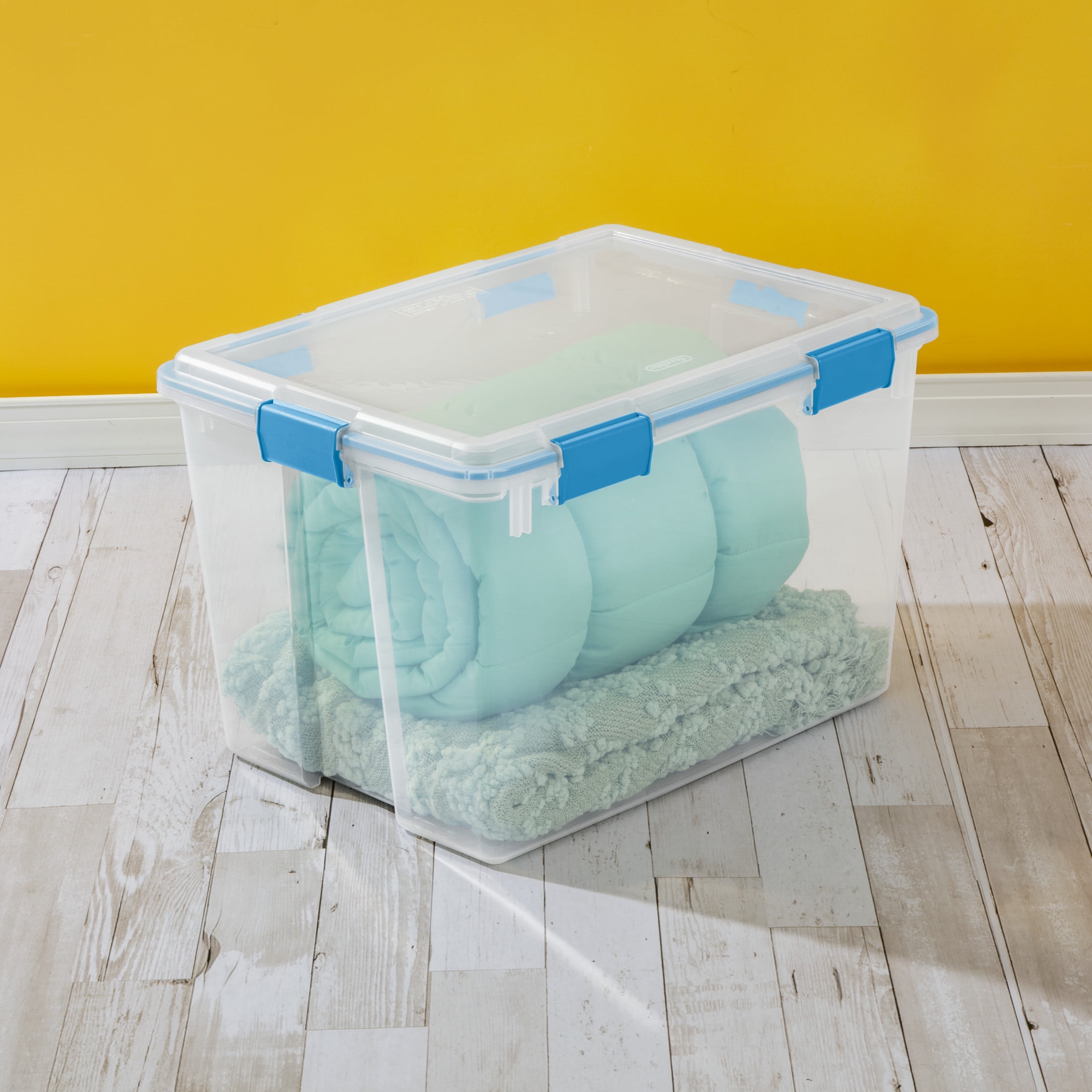 Sterilite Gasket Box Weather-Resistant Storage Bin with Latch Lid (Clear, 80 Quart) 9eyc2