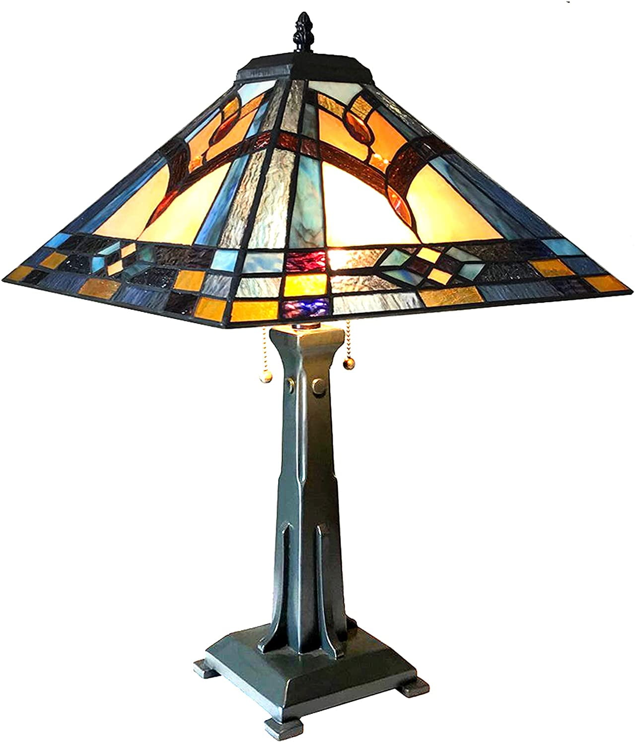 Radiance Goods Tiffany-Style Mission Table Lamp (Antique Dark Bronze, 23 in Height, 16 in Shade) wcgha