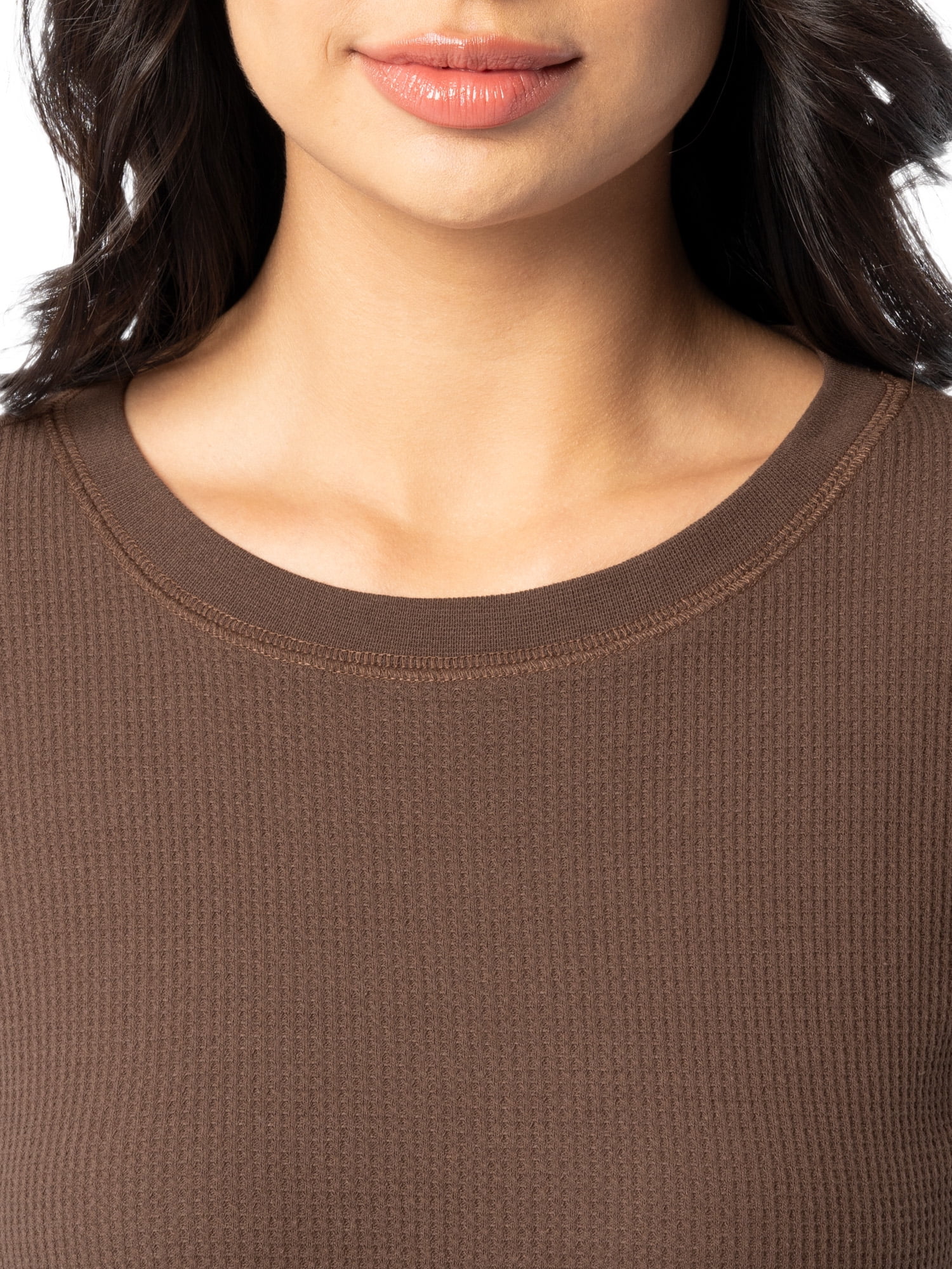 Fruit of the Loom Women's Recycled Waffle Thermal Top (Brown, XS) u779d