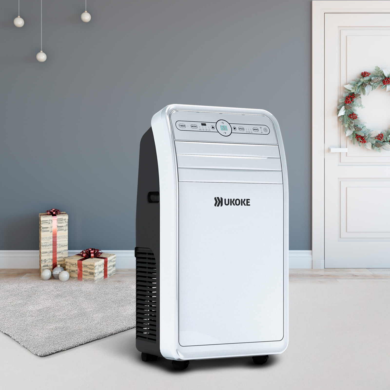 Ukoke 11500 BTU Portable Air Conditioner, 4-in-1 Smart Room Cooler with Heater, Dehumidifier, and Fan (White, 400 Sq. Ft) s9g40